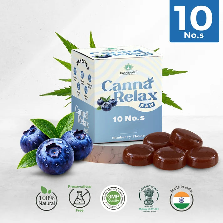 Cannavedic Canna Relax RAW (Blueberry) – Medical Cannabis Gummies | 30mg Ayurvedic Vijaya Candy
