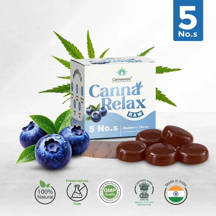 Cannavedic Canna Relax RAW (Blueberry) – Medical Cannabis Gummies | 30mg Ayurvedic Vijaya Candy
