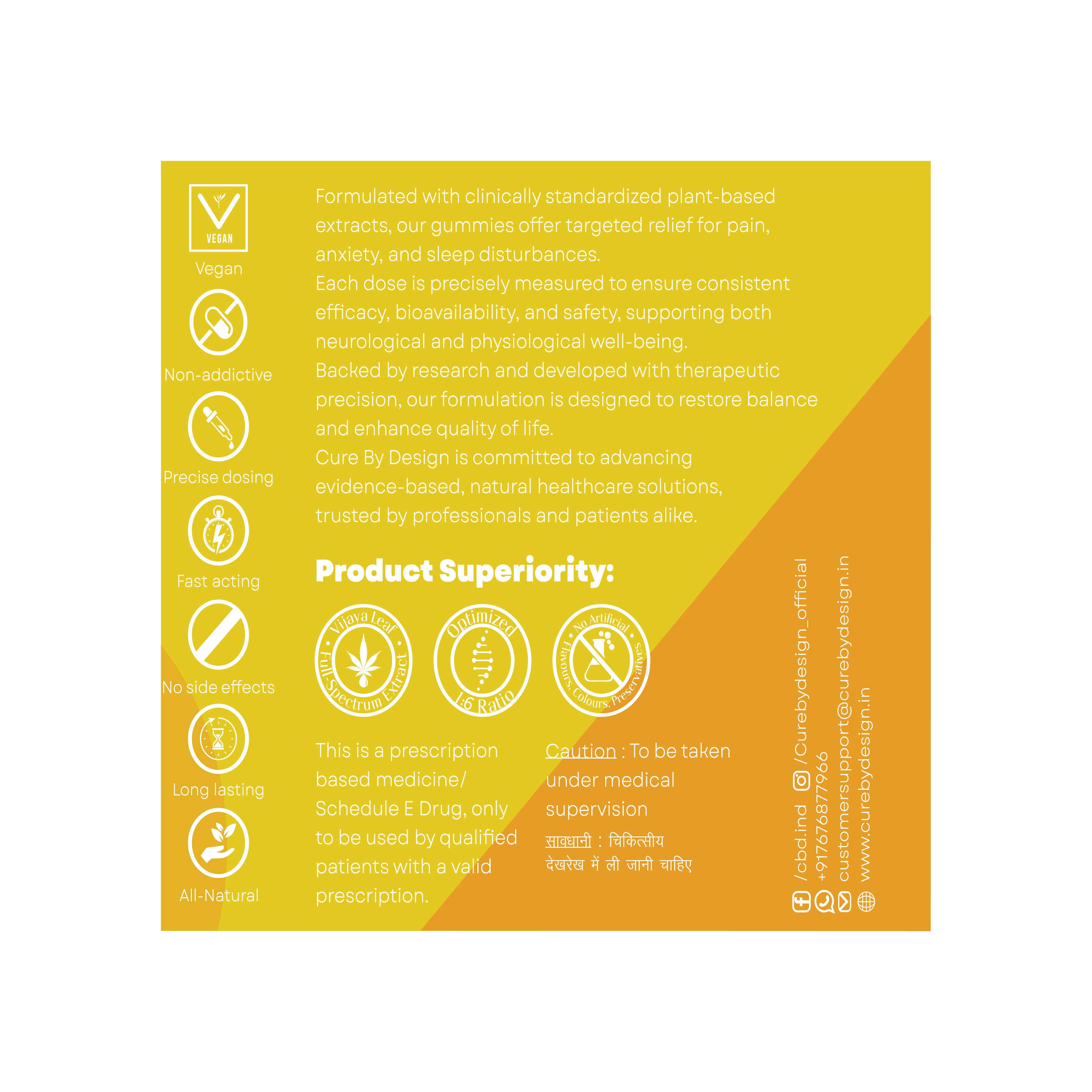 Cure By Design Drift Cannabis Gummies for Relaxation, Sleep & Therapeutic Support – 500mg Per Gummy