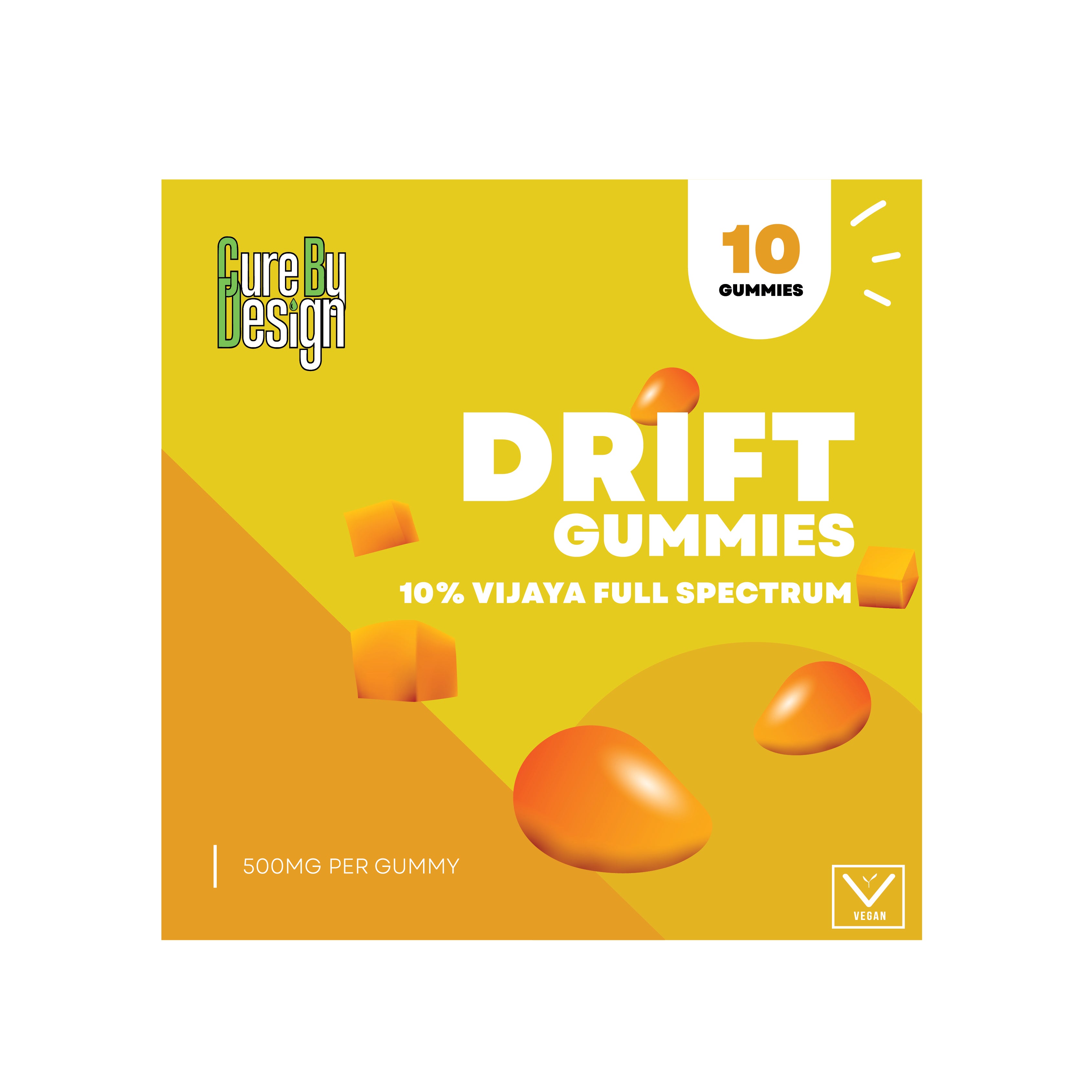 Cure By Design Drift Cannabis Gummies for Relaxation, Sleep & Therapeutic Support – 500mg Per Gummy