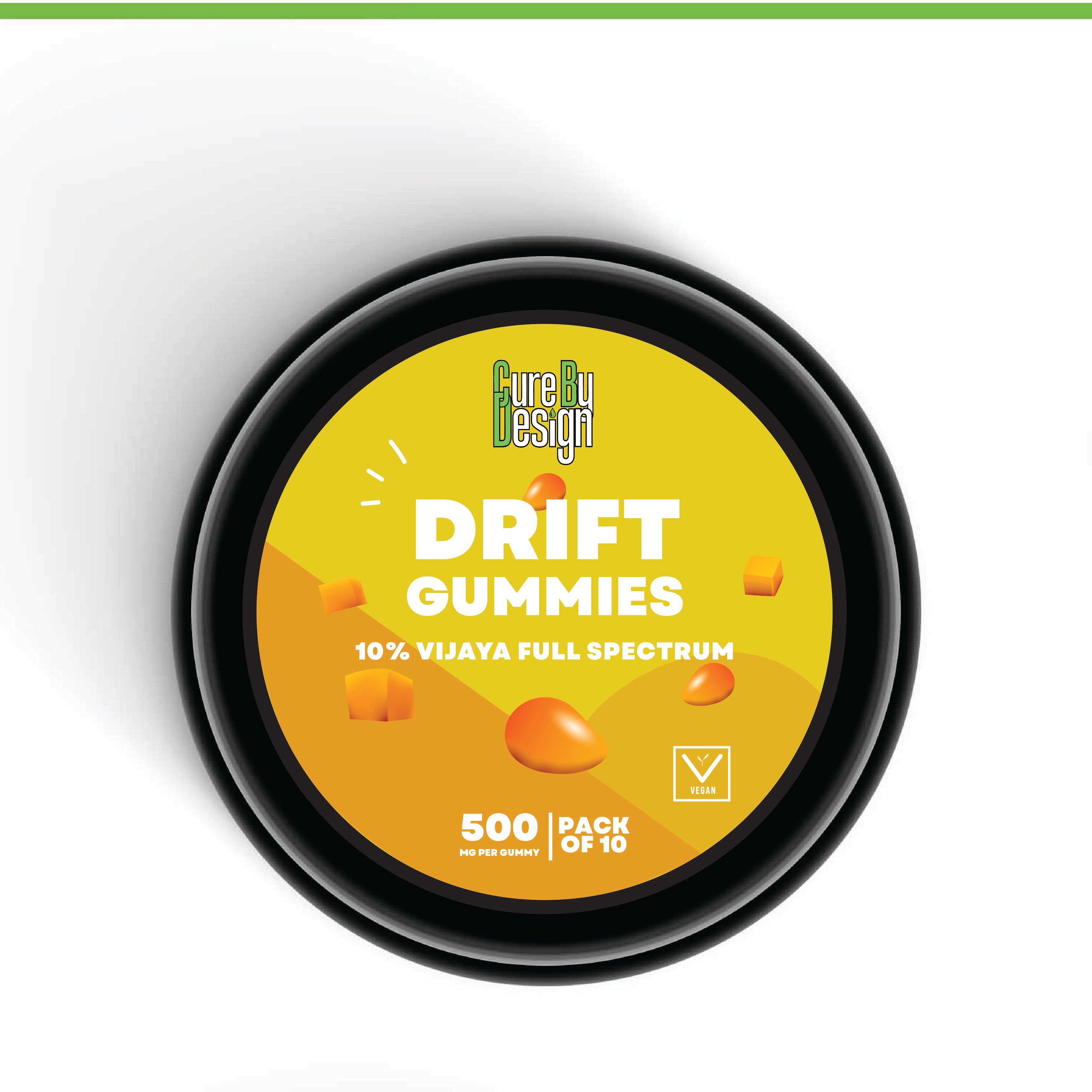 Cure By Design Drift Cannabis Gummies for Relaxation, Sleep & Therapeutic Support – 500mg Per Gummy