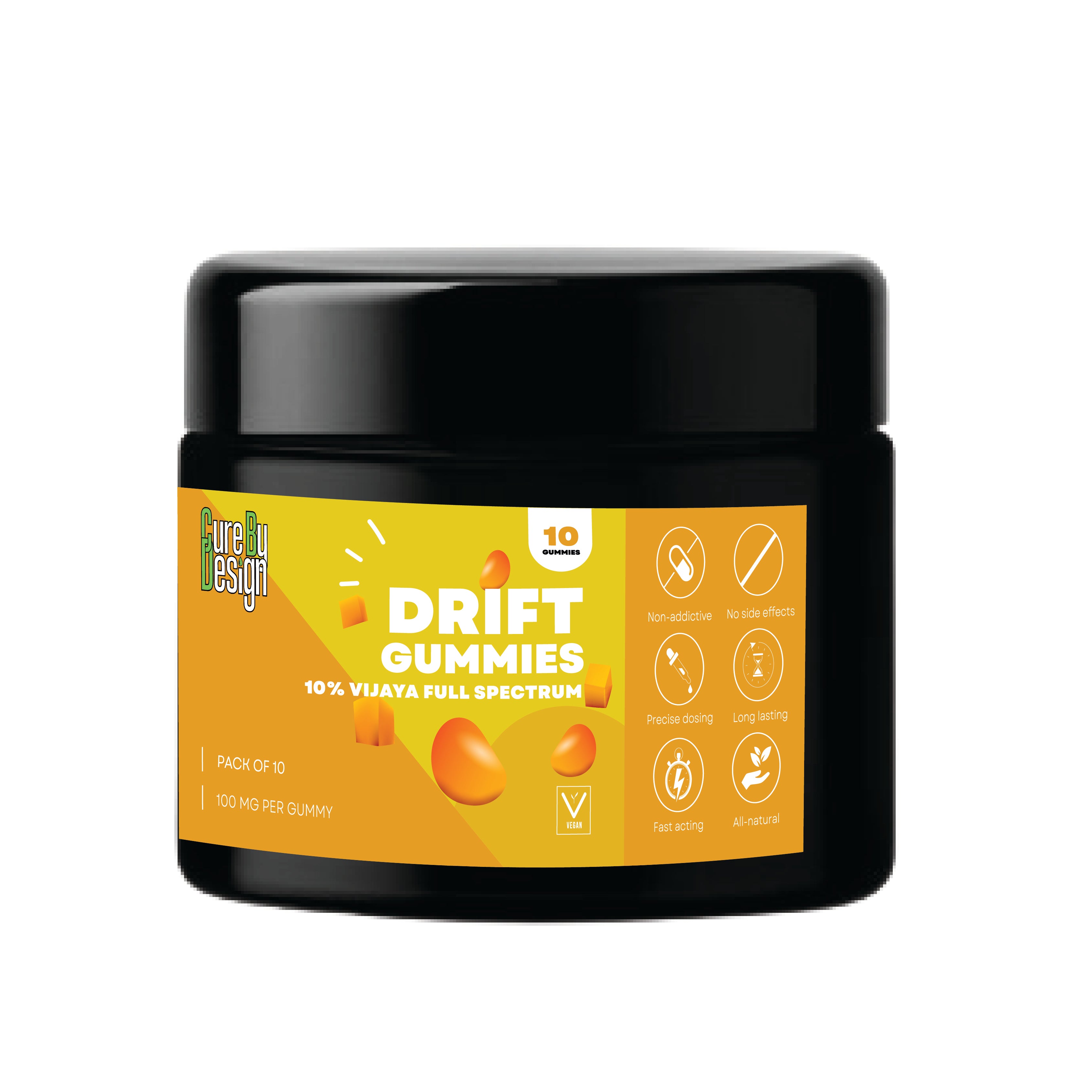 Cure By Design Drift Cannabis Gummies for Relaxation, Sleep & Therapeutic Support – 500mg Per Gummy