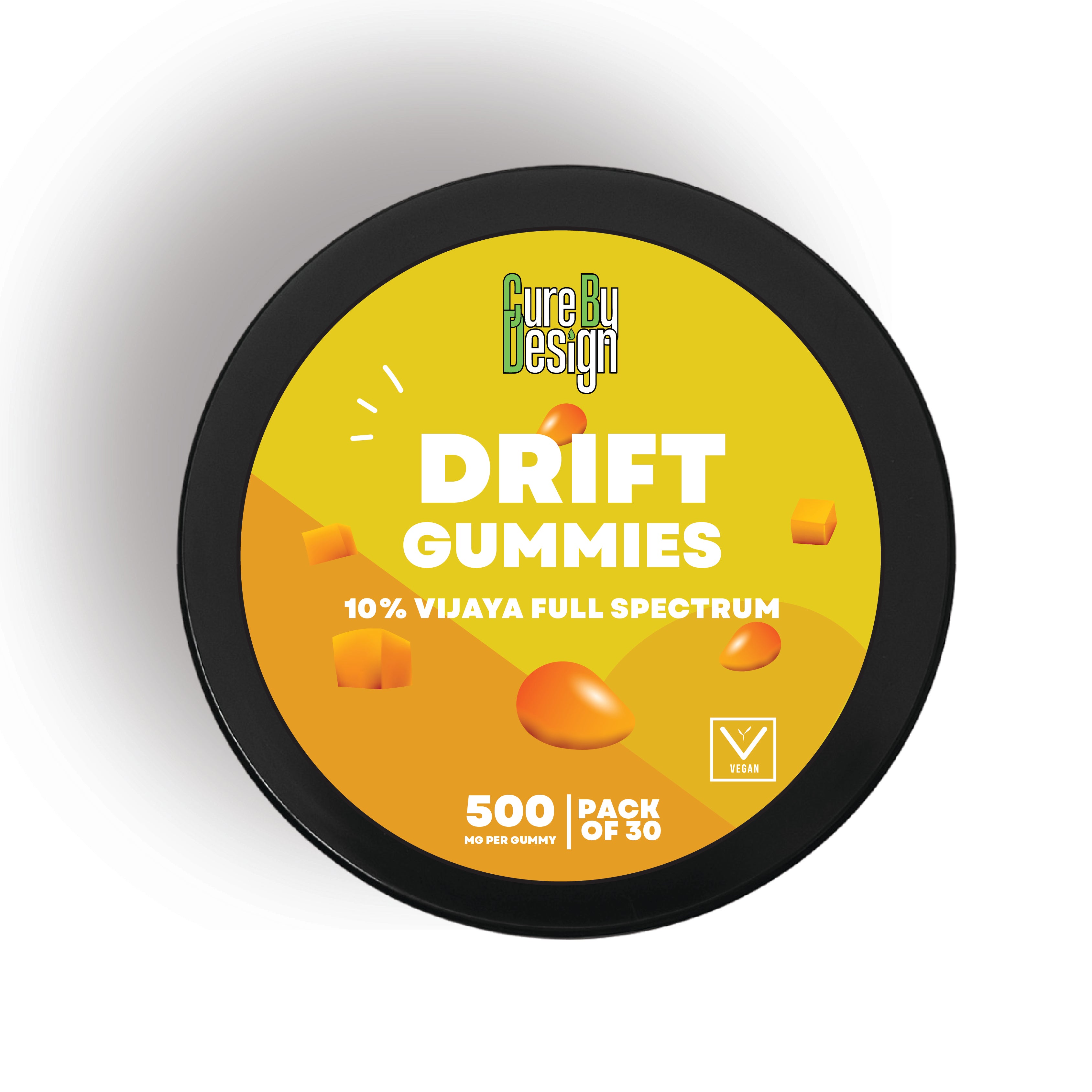 Cure By Design Drift Cannabis Gummies for Relaxation, Sleep & Therapeutic Support – 500mg Per Gummy