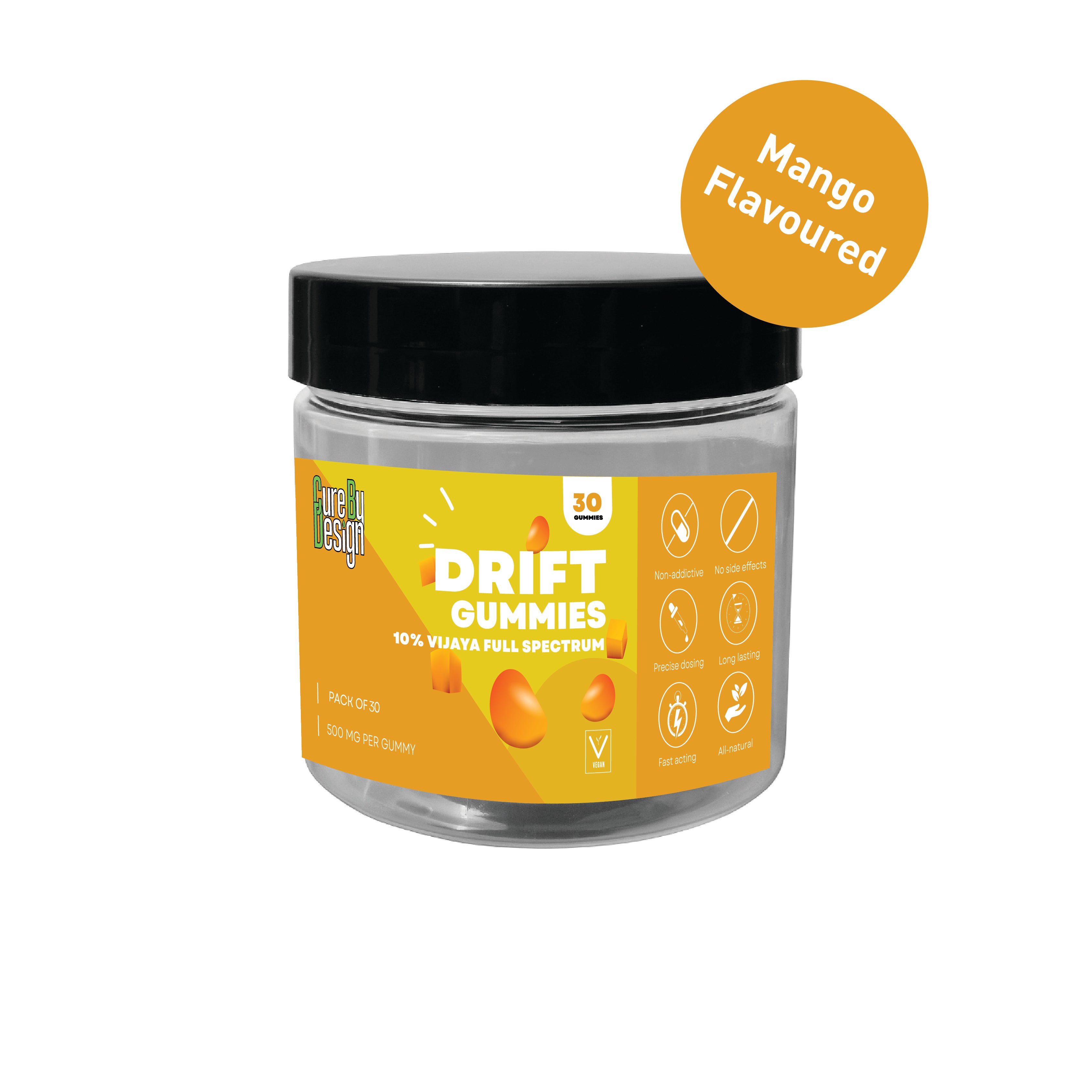 Cure By Design Drift Cannabis Gummies for Relaxation, Sleep & Therapeutic Support – 500mg Per Gummy