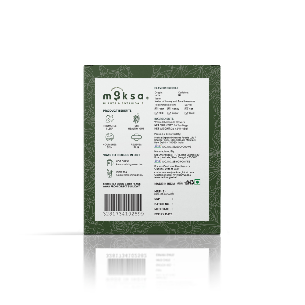 Moksa product packaging with label on a white background