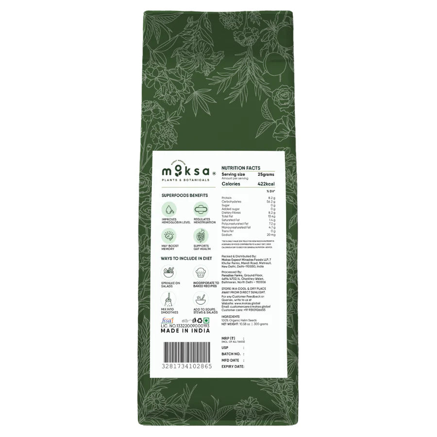 Moksa Organic Halim Seeds (Garden Cress) – Iron-Rich Seeds for Women’s Wellness
