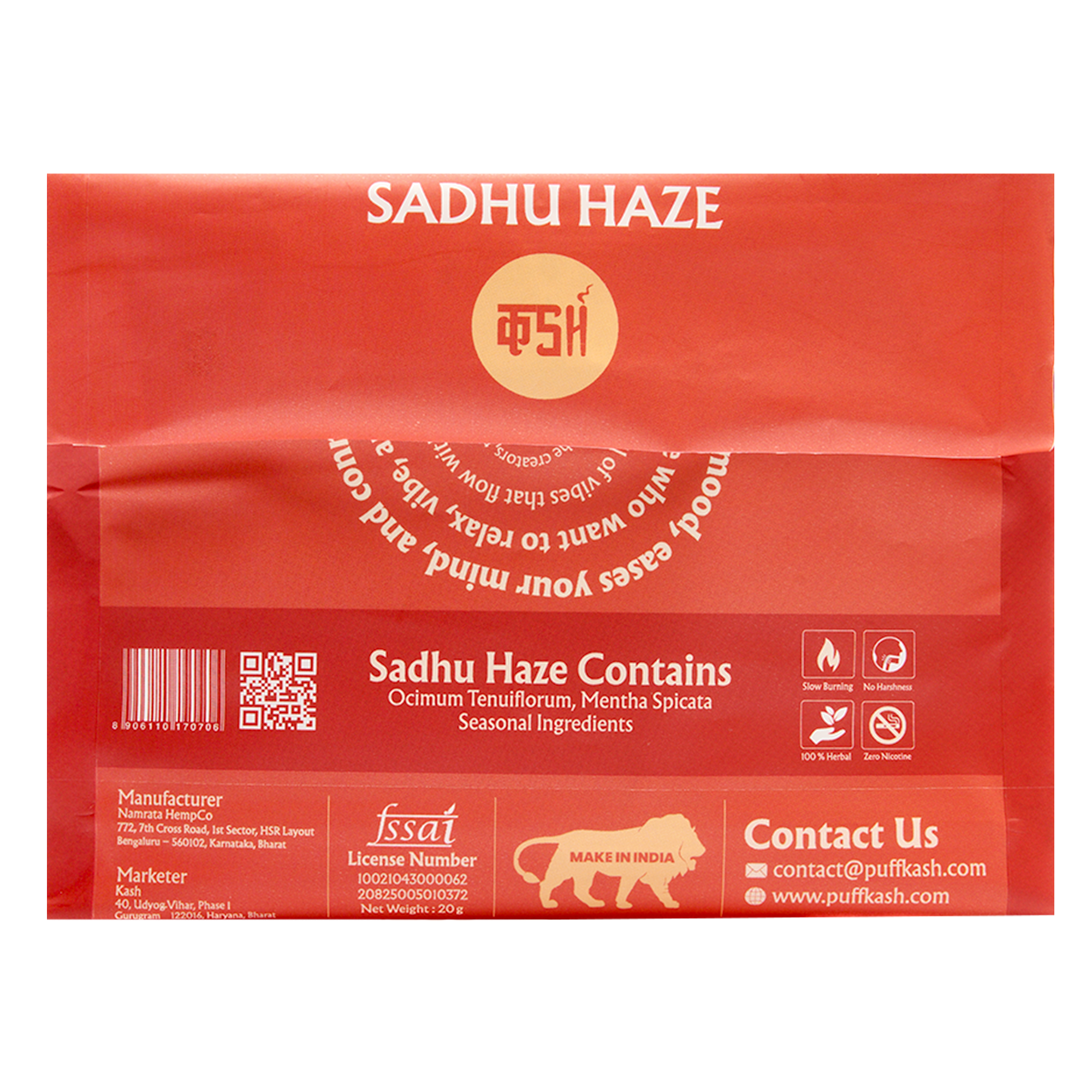 Kash Sadhu Haze- Herbal Smoking Blend & Herbal Infusion | Tobacco & Nicotine Free