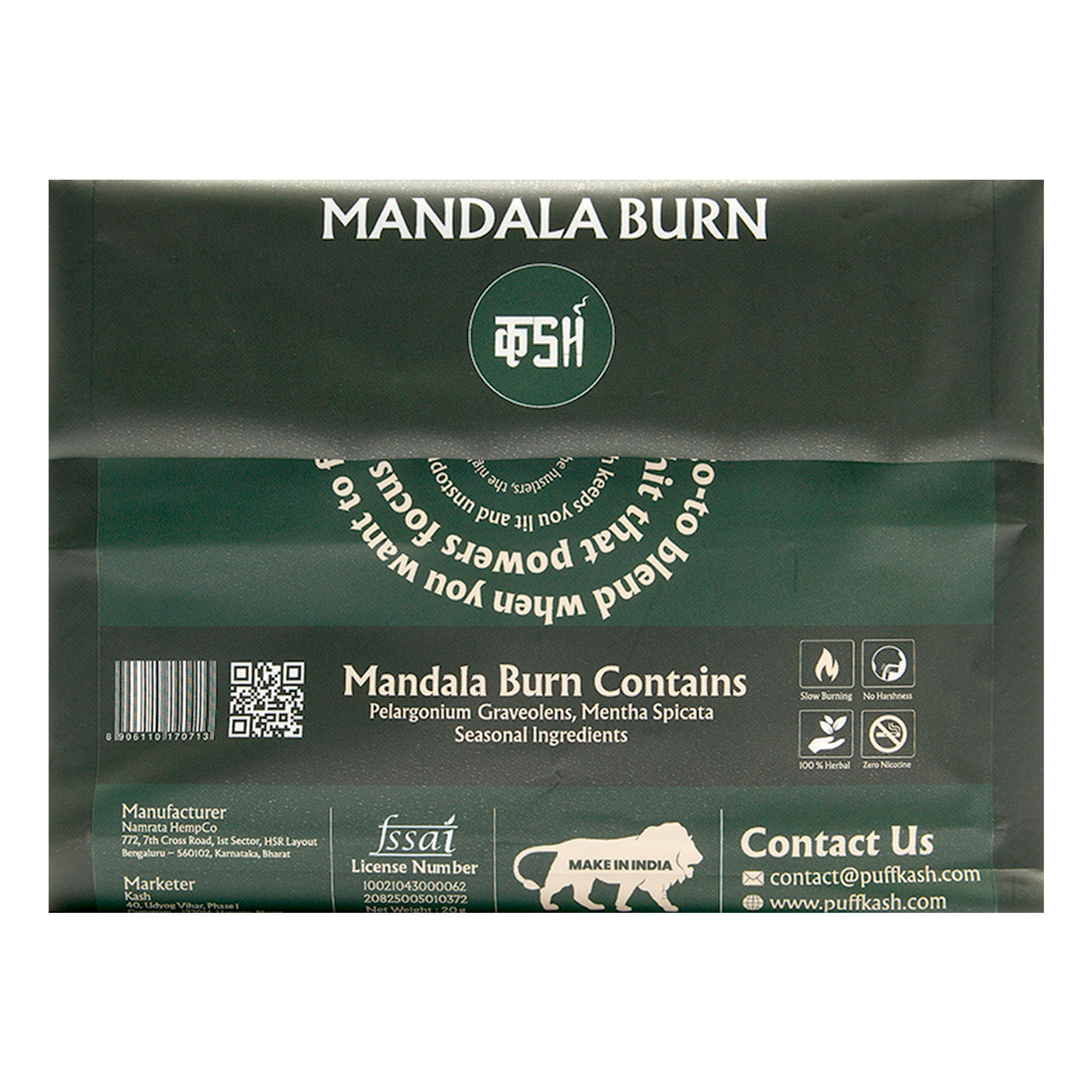 Kash Mandala Burn- Herbal Smoking Blend & Herbal Infusion | Tobacco & Nicotine Free