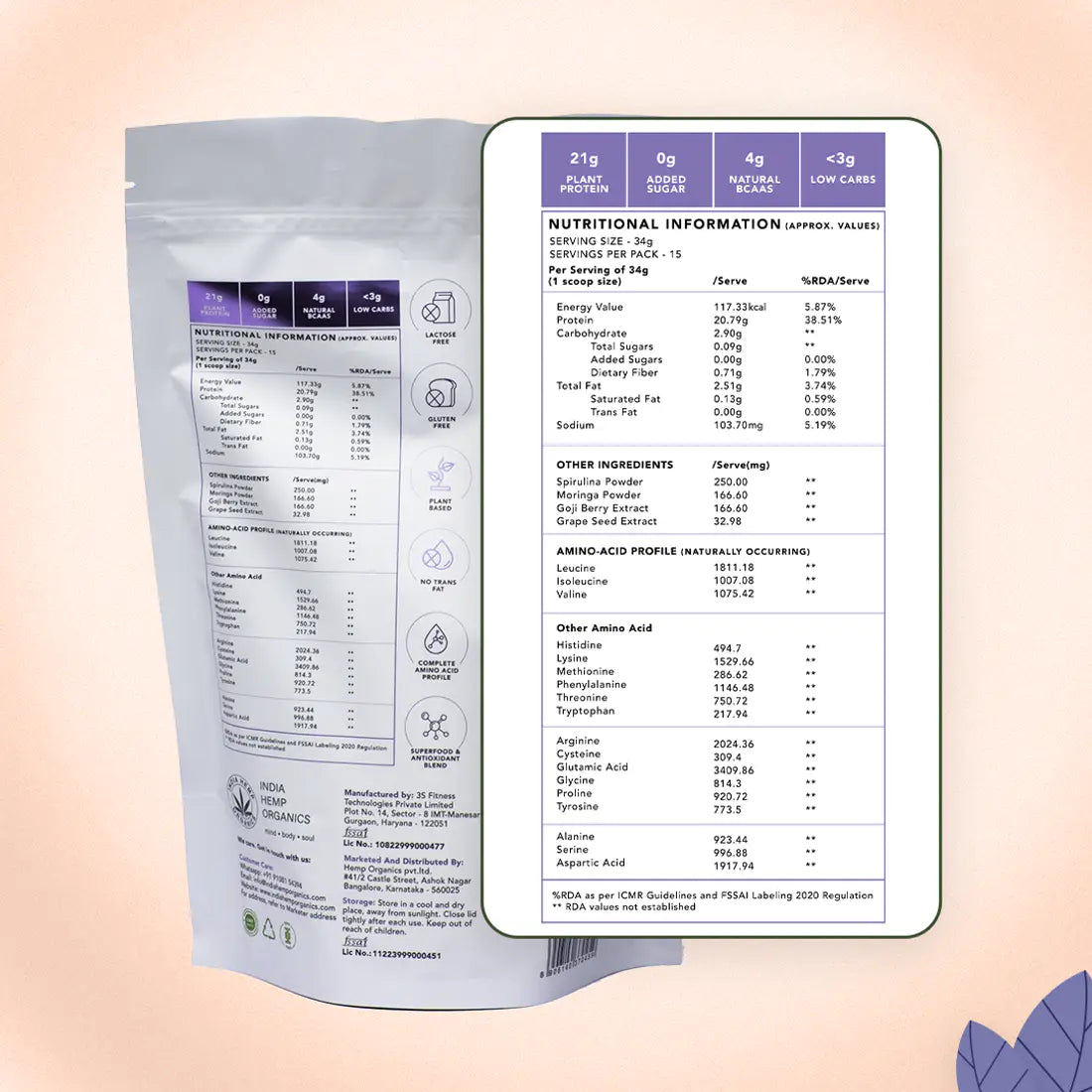 India Hemp Organics - Hemp Protein Powder - Chocolate Hazelnut.