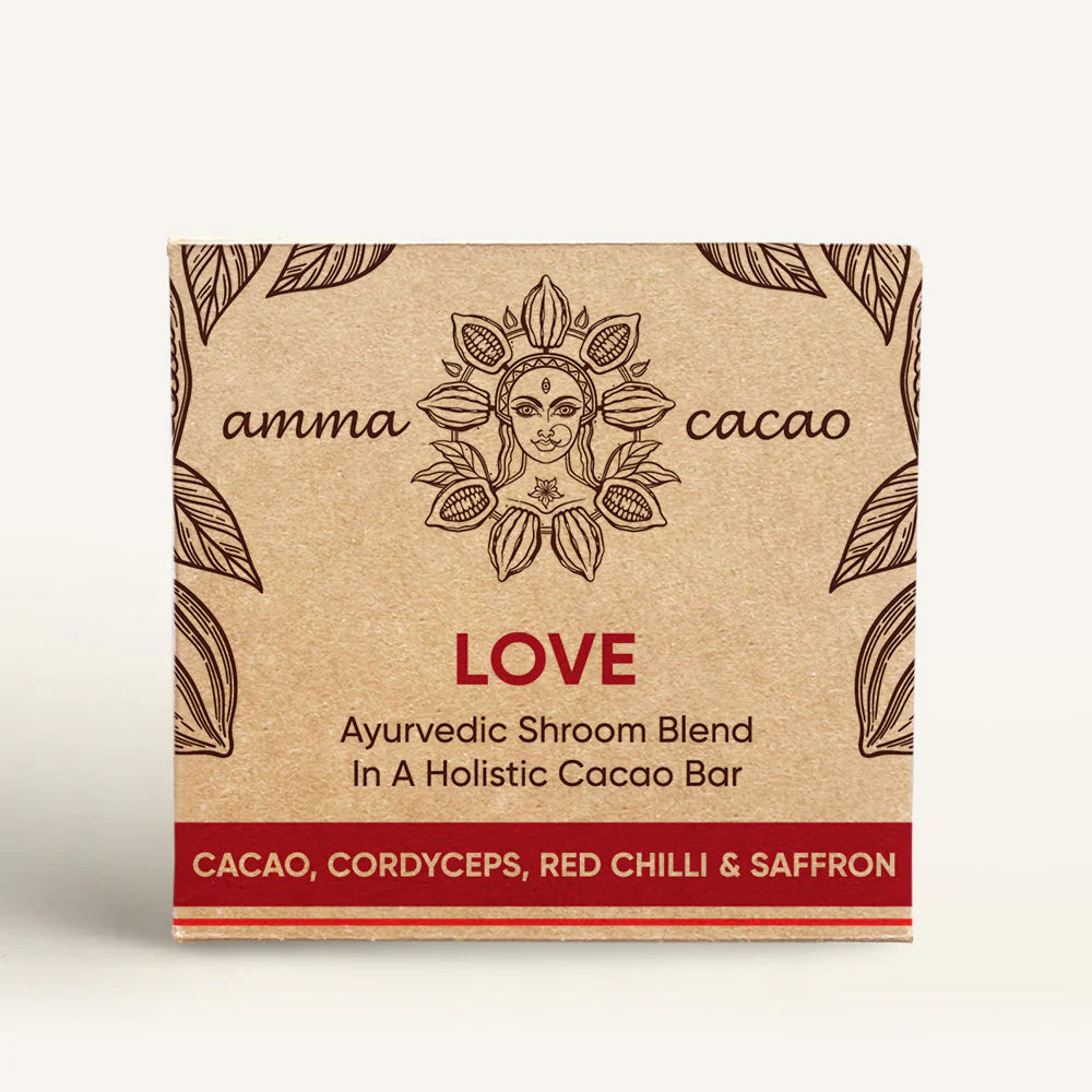 AmmaBar LOVE - Ayurvedic Shrooms Blend In A Holistic Cacao Bar (Pack 10).