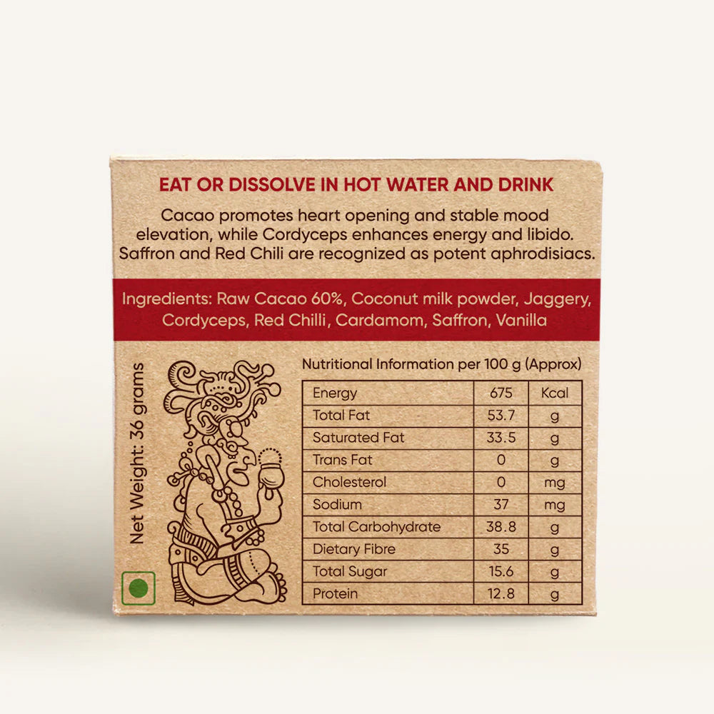 AmmaBar LOVE - Ayurvedic Shrooms Blend In A Holistic Cacao Bar (Pack 10).