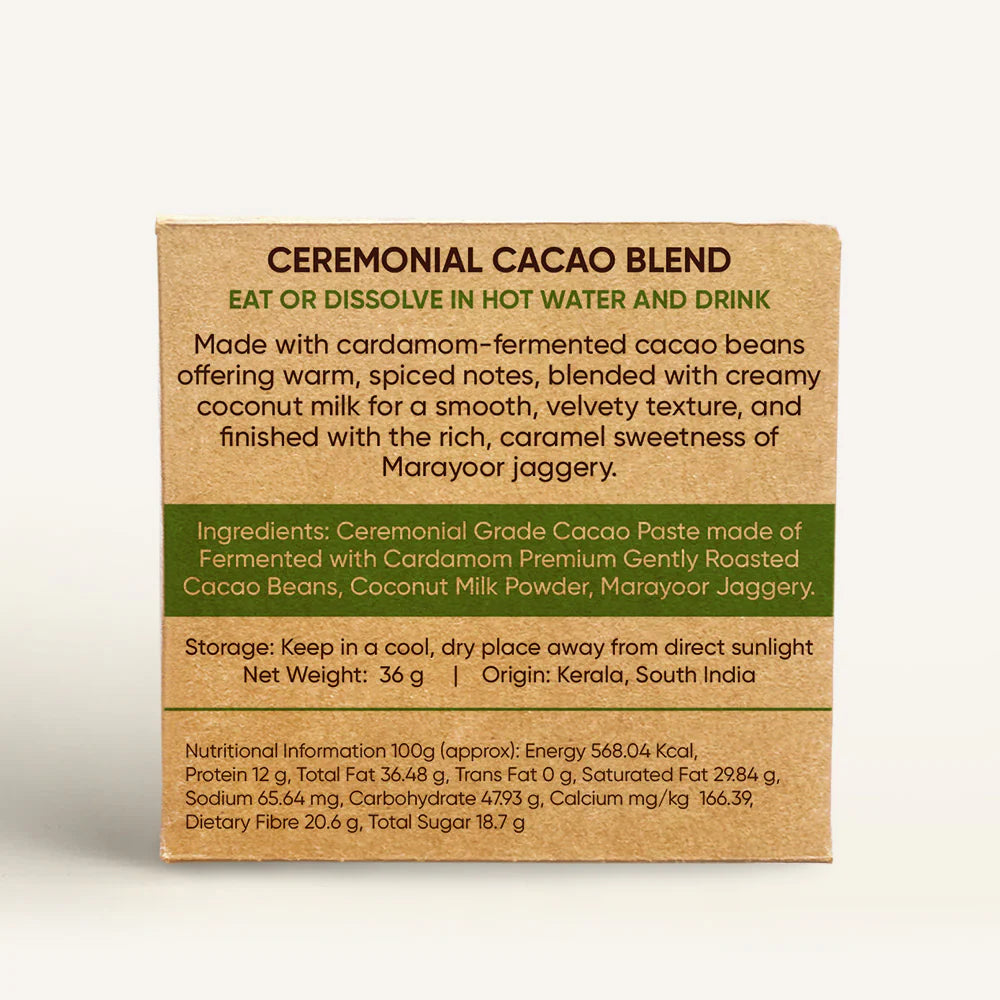 Amma Cacao Ceremonial Cacao Blend Cardamom 36g (Pack of 10)