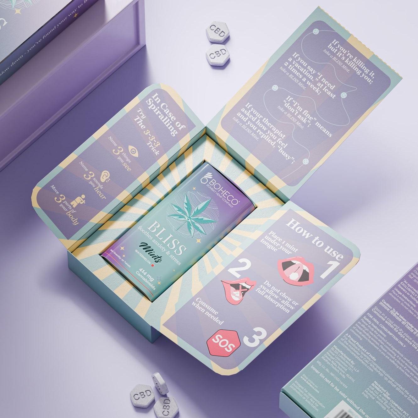 Boheco Bliss Mints (20mg CBD) - For Anxiety Relief and Focus - pack of 20.