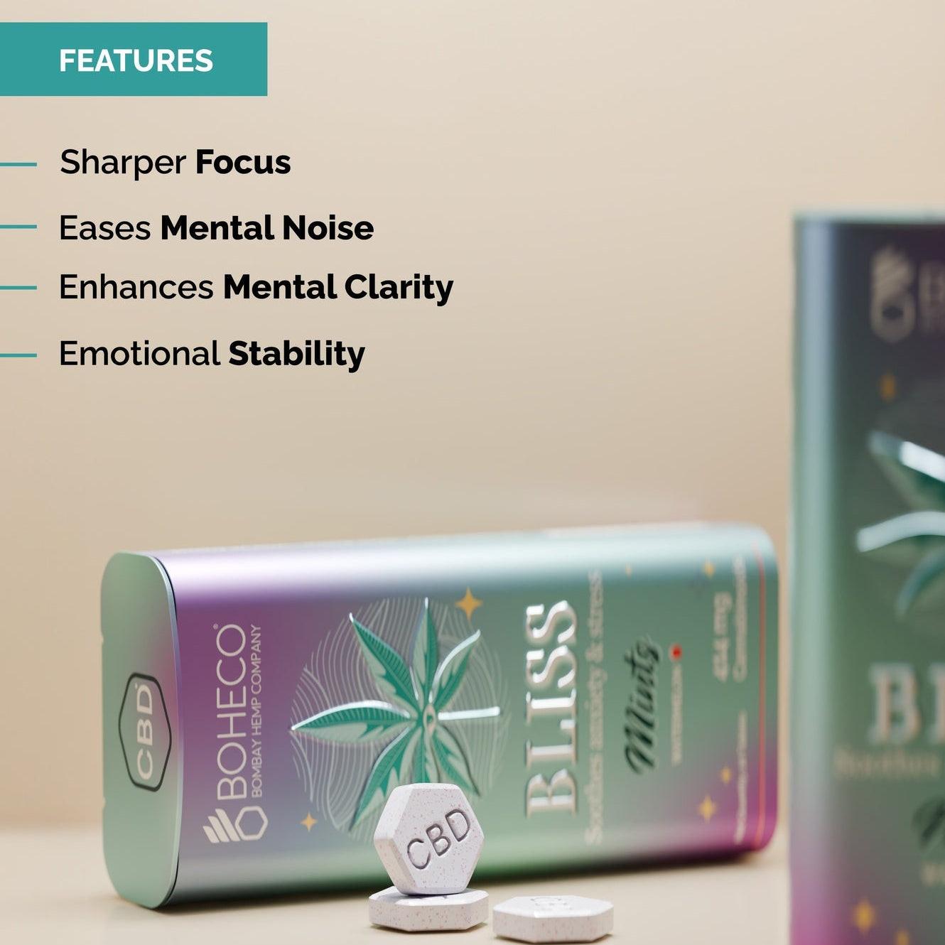 Boheco Bliss Mints (20mg CBD) - For Anxiety Relief and Focus - pack of 20.