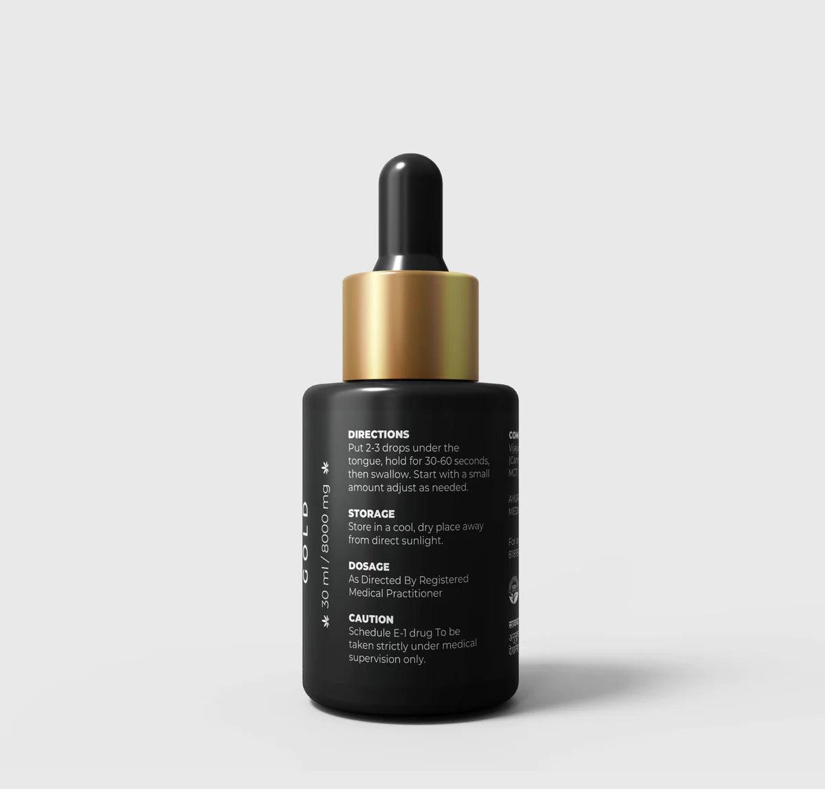 Blunt Gold+++ 8000mg High potency medical cannabis tincture.