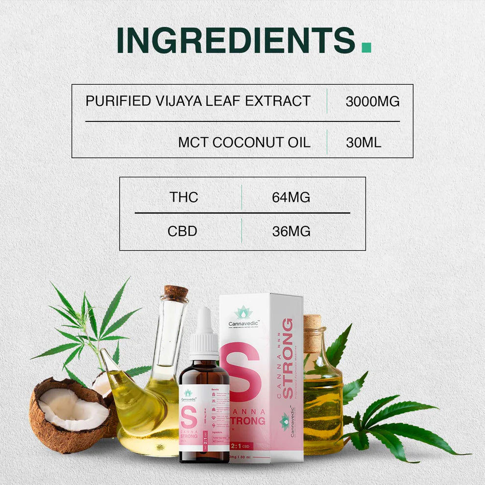 Cannavedic - CannaStrong 3000mg | 30ml | THC+CBD Oil (2:1 THC:CBD) - 100mg/ml.