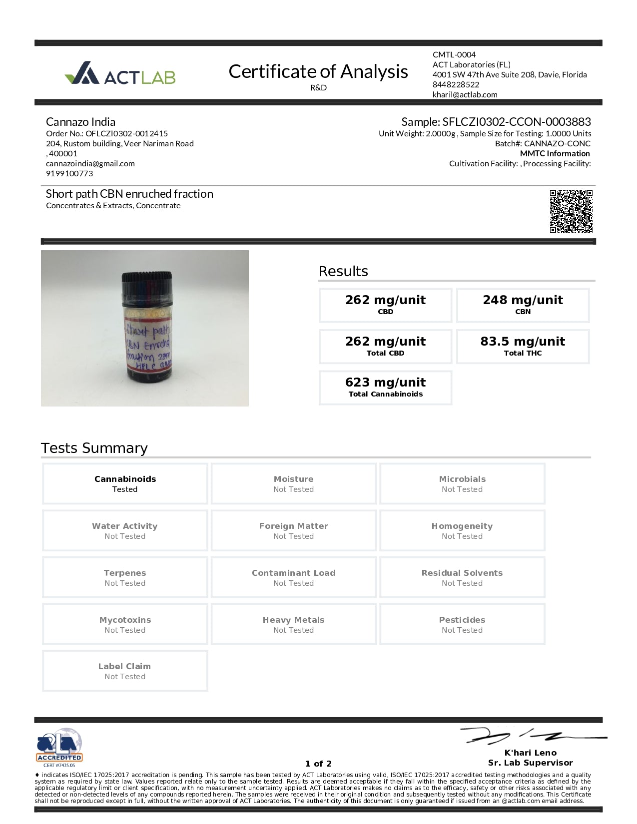 Cannazo - Vijaya Ambrosia THC Rich oil (1:4)