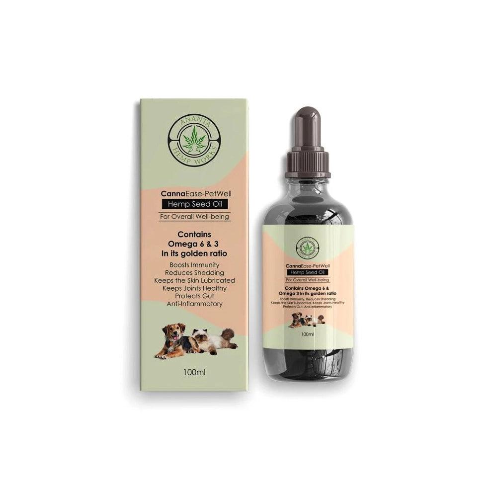 CannaEase- PetWell Hemp Seed Oil for Dogs & Cats - 100mlPet Hemp OilPetWell Hemp Seed Oil for Dogs & Cats - Anxiety Relief | Immunity, Skin & Joint Care