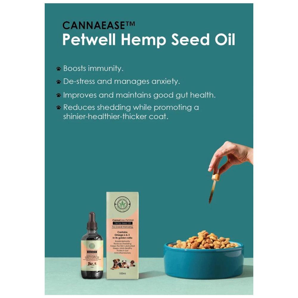 CannaEase- PetWell Hemp Seed Oil for Dogs & Cats - 100ml.