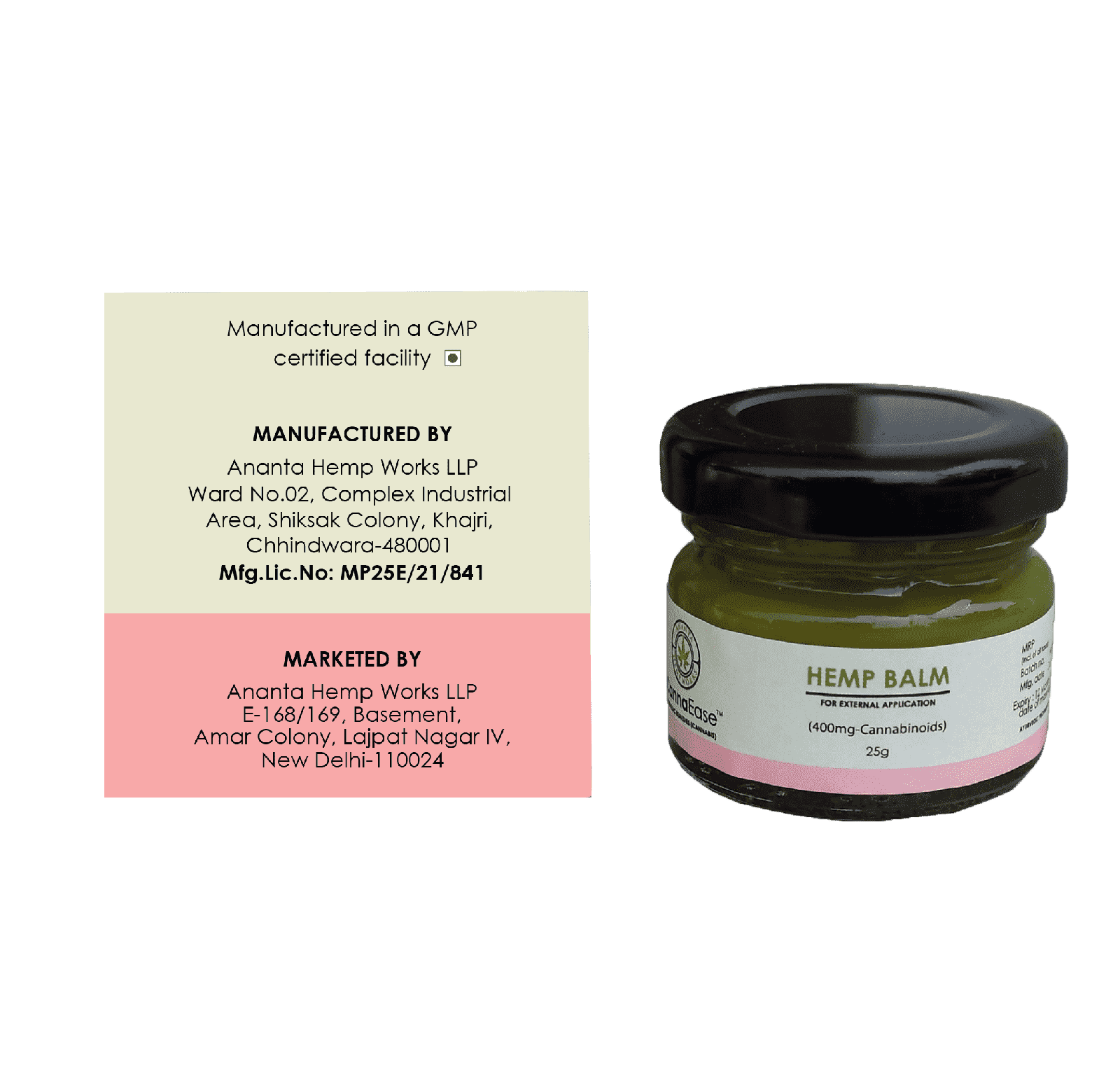 CannaEase Hemp Balm (For External Application) 25G (400MG - Cannabinoids)