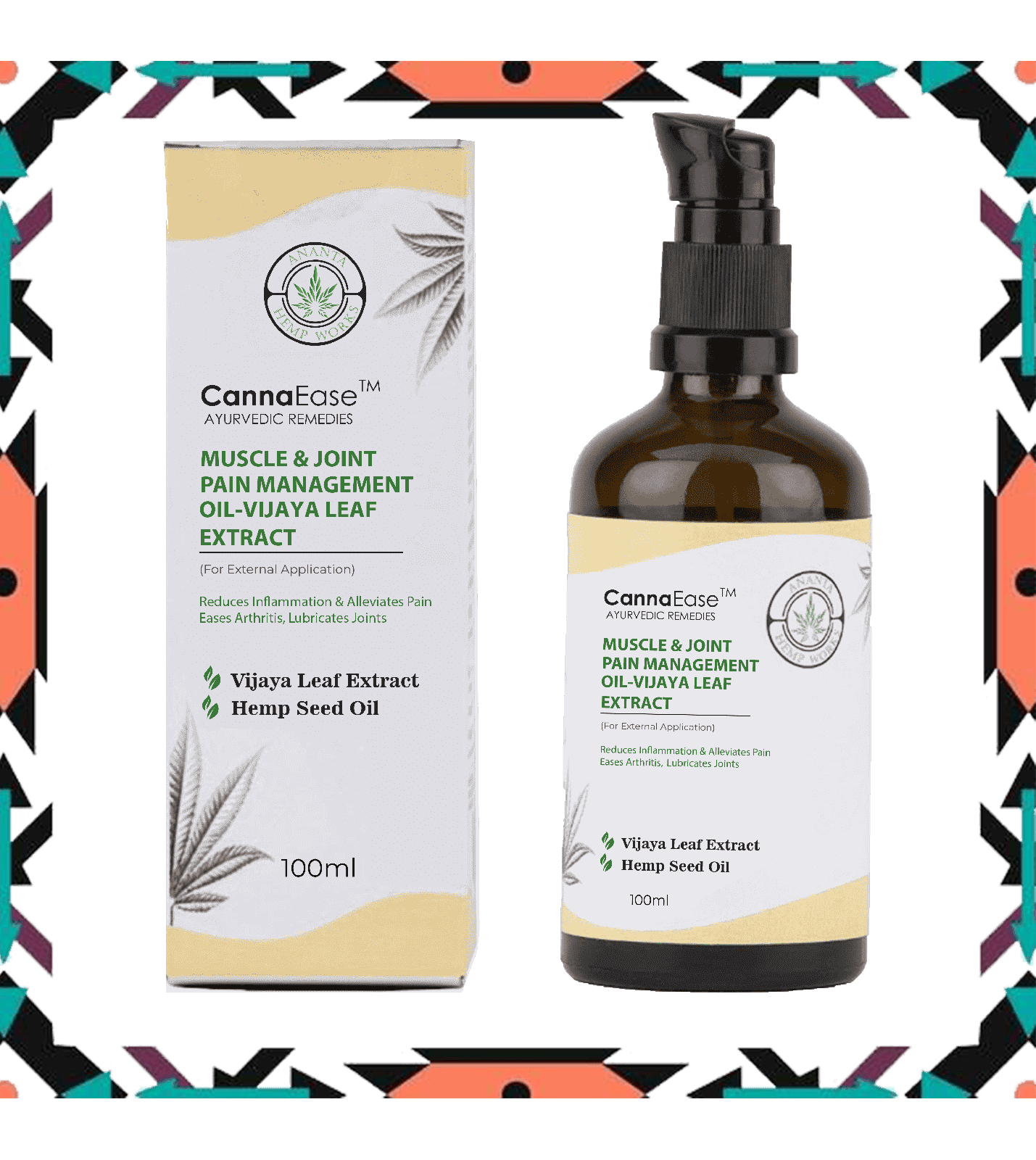 Medicine & Drugs - CannaEase Muscle & Joint Pain Management Oil-  Vijaya Leaf Extract (100 ML)