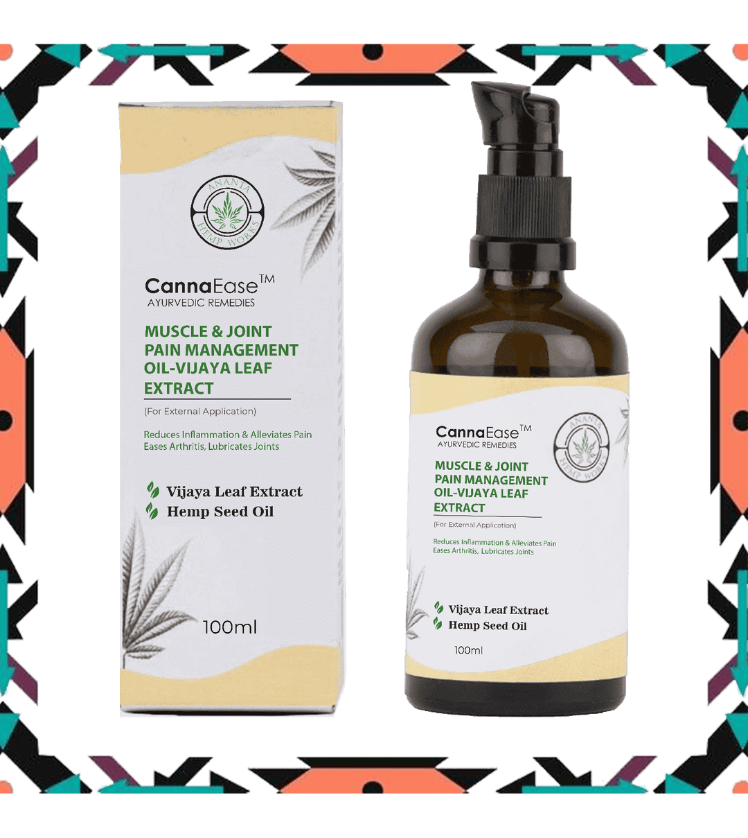 Medicine & Drugs - CannaEase Muscle & Joint Pain Management Oil-  Vijaya Leaf Extract (100 ML)