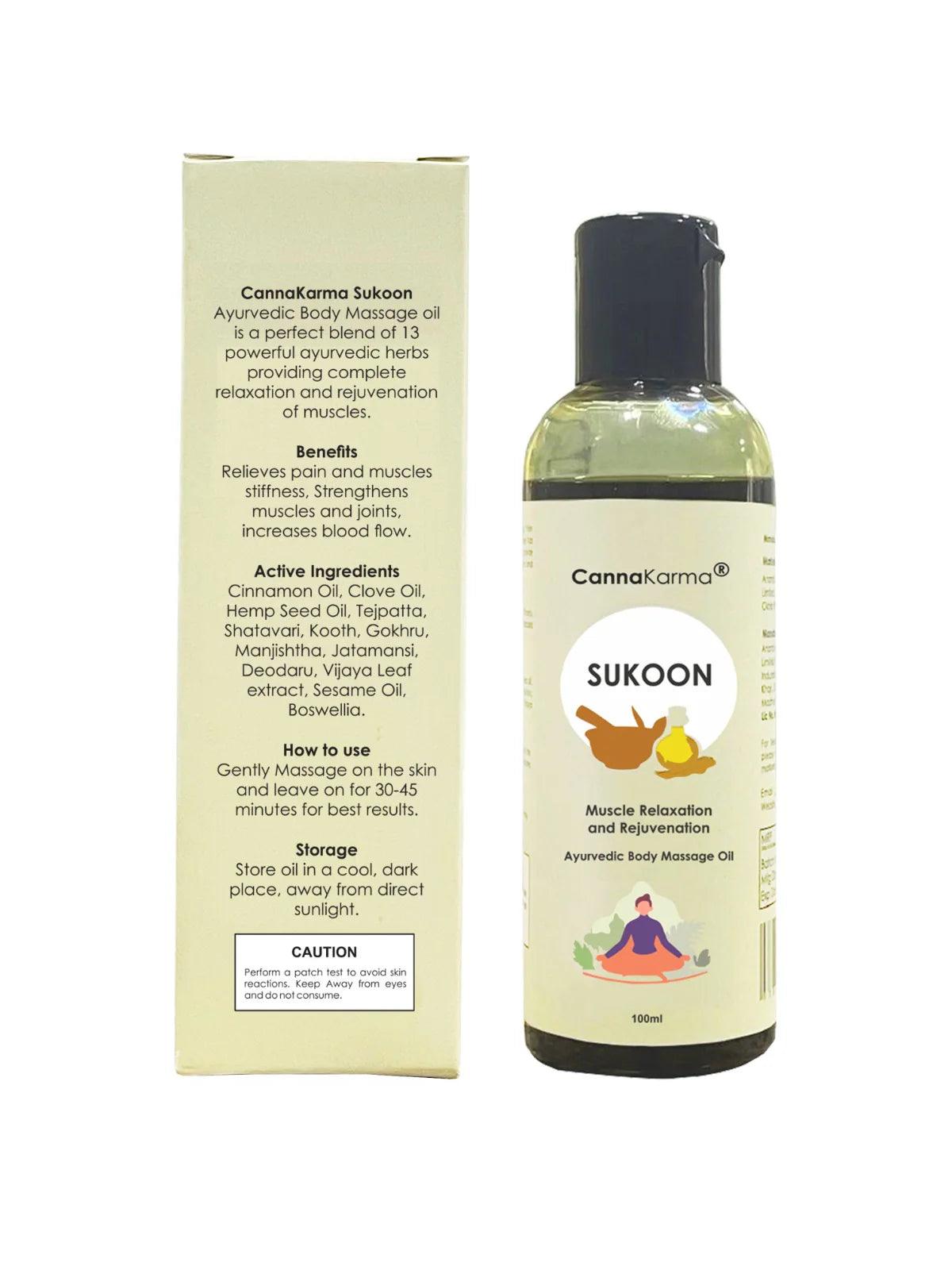 CannaKarma Sukoon Hemp Body Massage Oil 100ml.