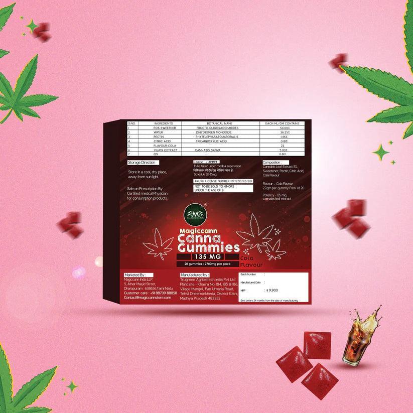 Magiccann Canna Gummies - Cannabis infused gummies 135MG Extra Strong -Cola Flavor.