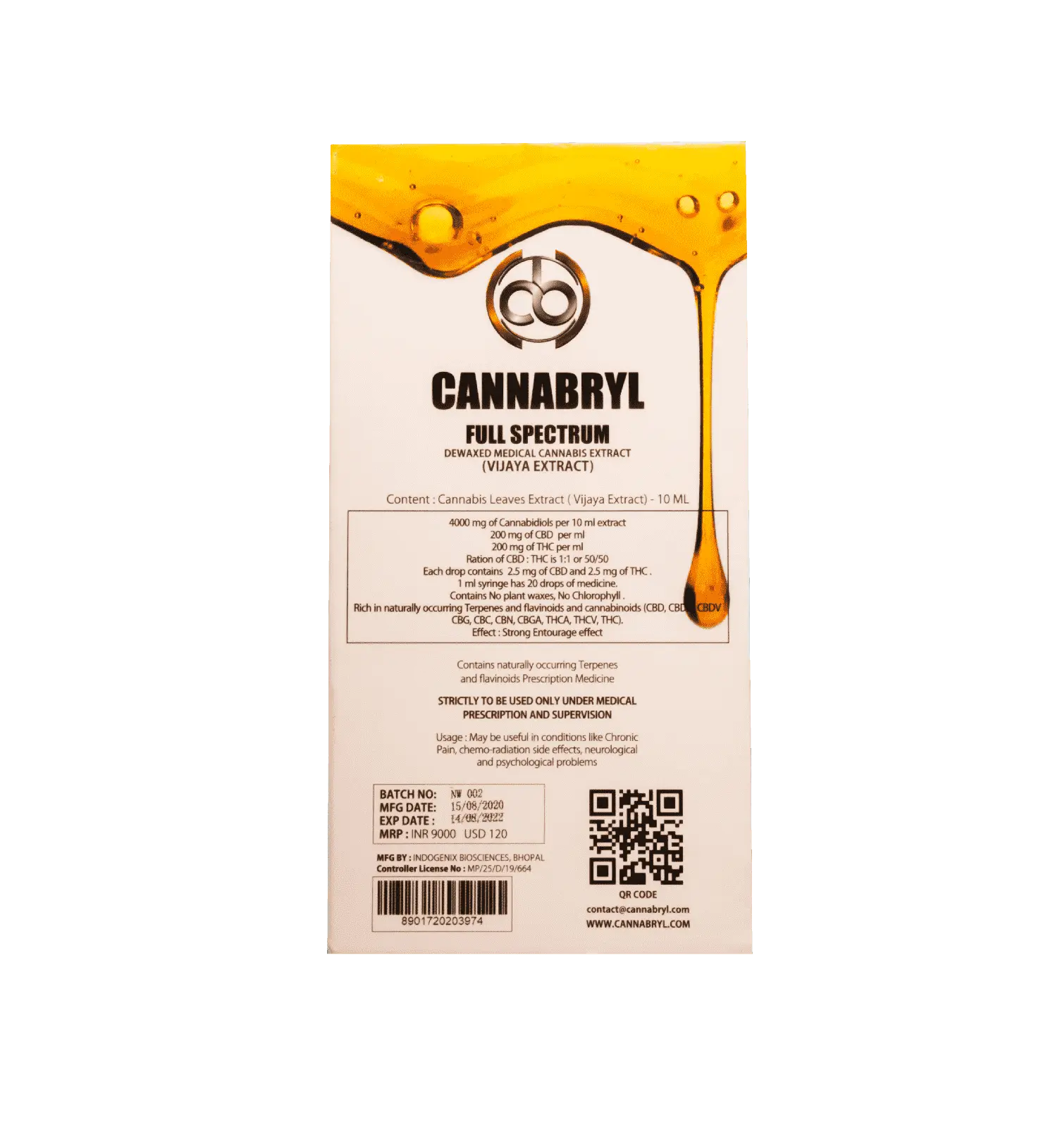 Cannabryl - Medical Cannabis high THC Pure Dewaxed Extract.