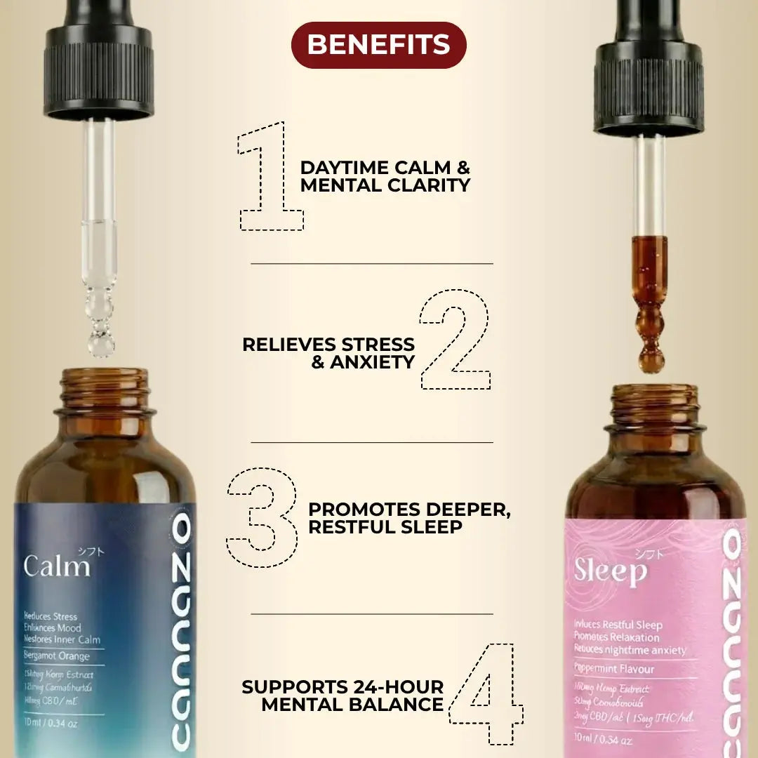 Cannazo Mental Health Duo | Calm Drops + Brain Easer Sleep Drops