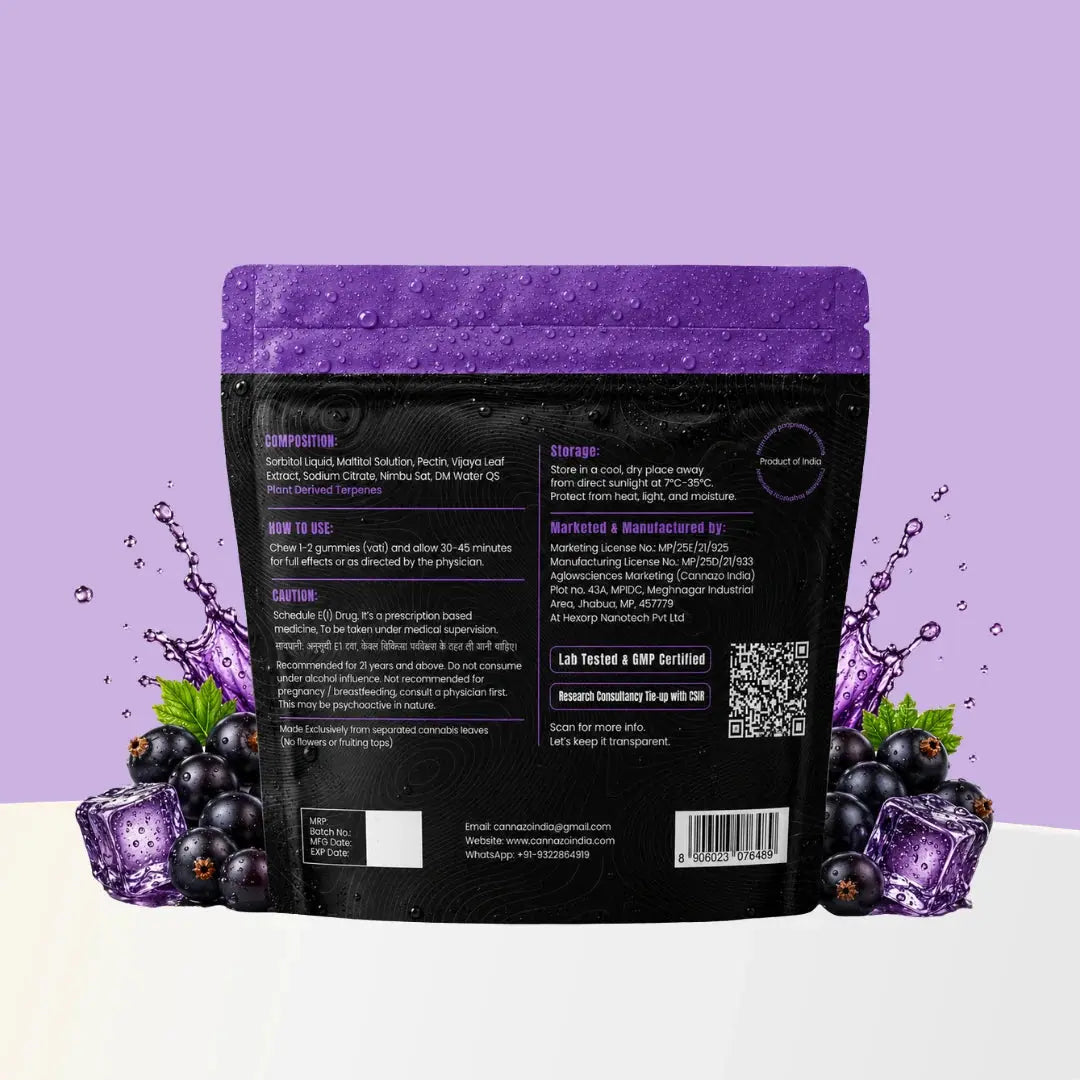 Cannazo Uplift Gummies (Vatis) 5000mg | Full-Spectrum Vijaya Leaf Gummies | 10pc Blackcurrant