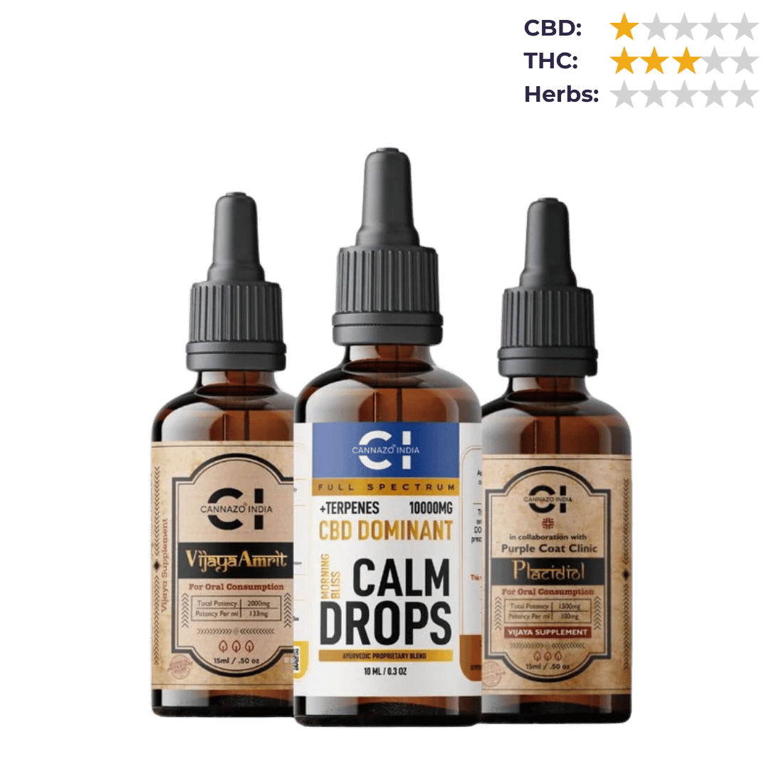 Cannazo CBD Oil Rich Kit – Calm Drops Cbd Dominant, Placidiol: Pure Cbd, Vijaya Amrit.