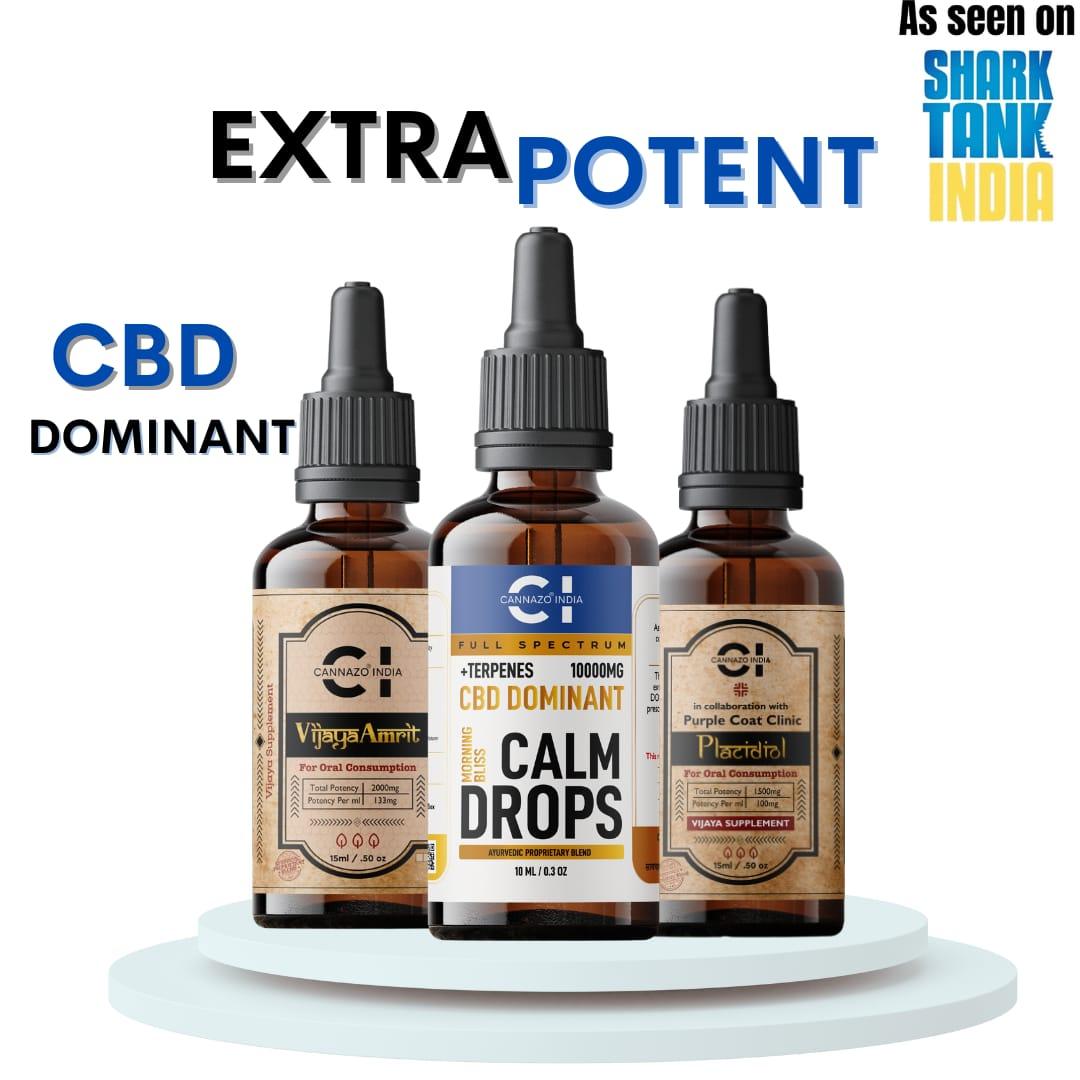 Cannazo Xtra Potent CBD Oils -Vijaya Amrut, Calm Drops and Placidiol