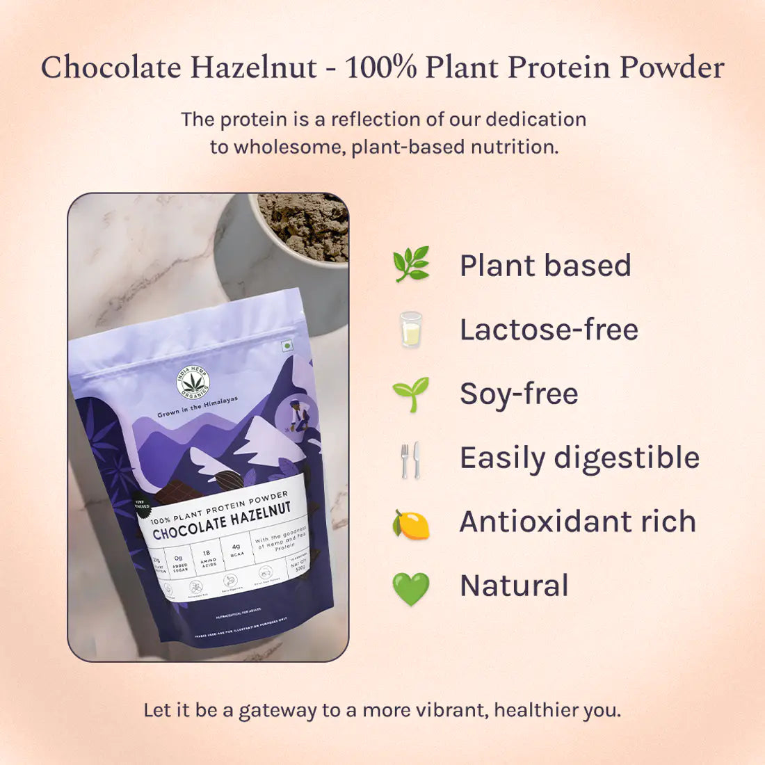 India Hemp Organics - Hemp Protein Powder - Chocolate Hazelnut.