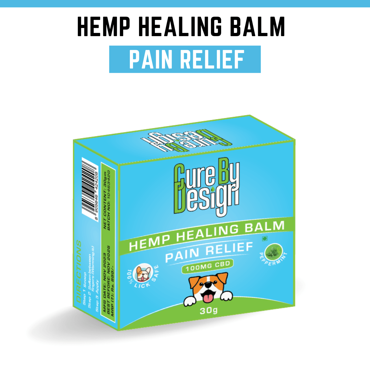 Cure By Design- Hemp Healing Balm for Pets – Pain Relief (100mg CBD).