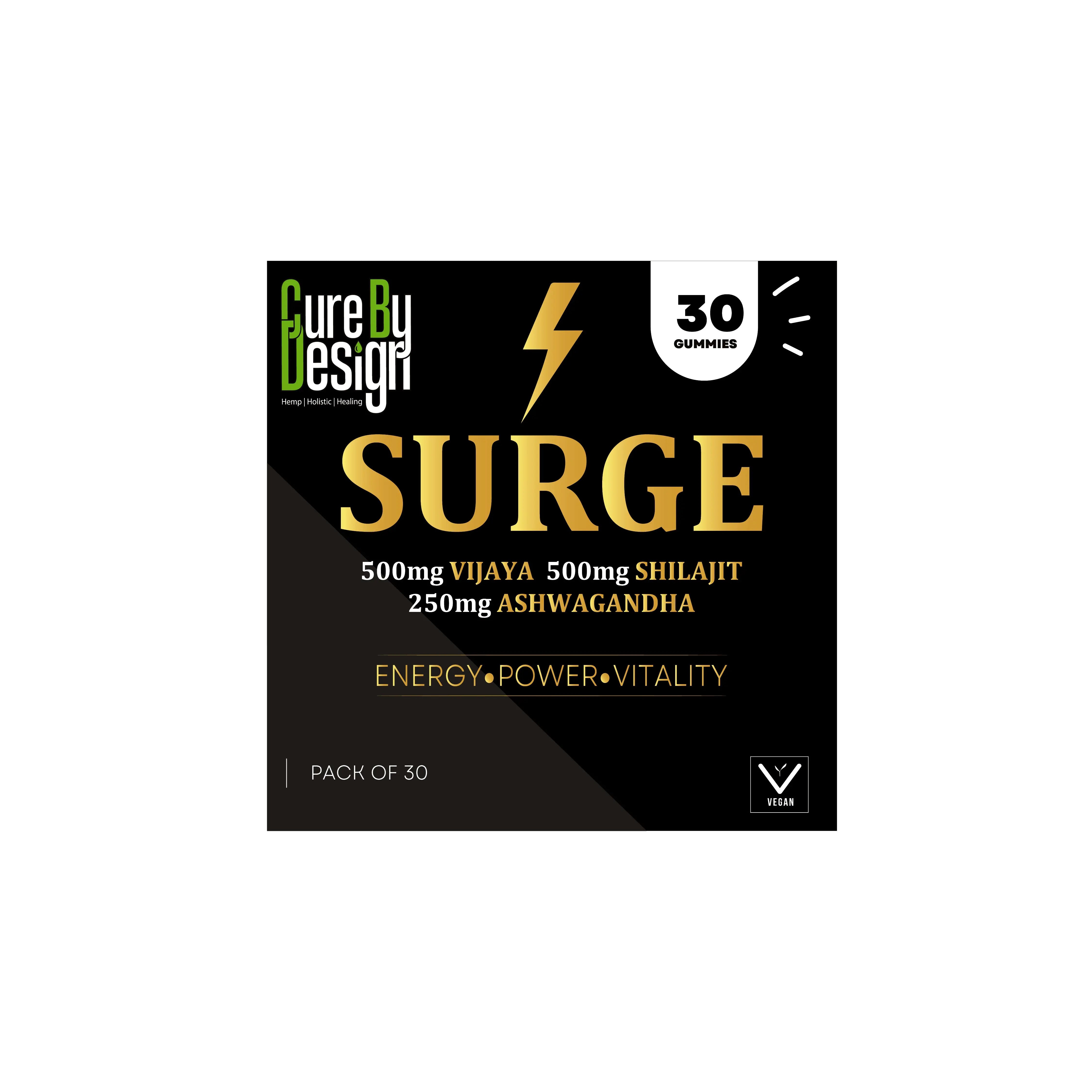 Cure By Design SURGE 200mg Full Spectrum Medical Cannabis Gummies – Energy, Vitality, and Performance Support