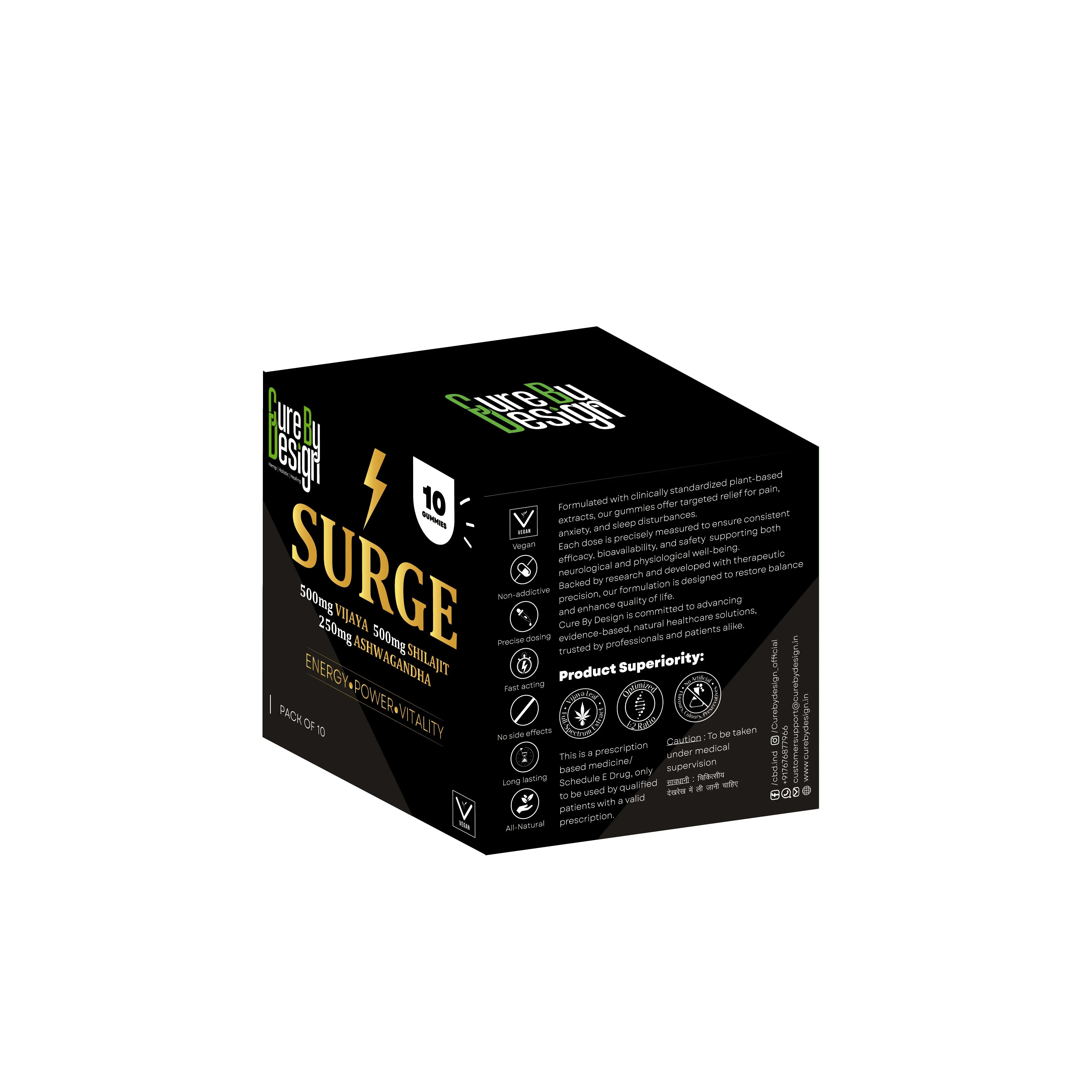 Cure By Design SURGE 200mg Full Spectrum Medical Cannabis Gummies – Energy, Vitality, and Performance Support