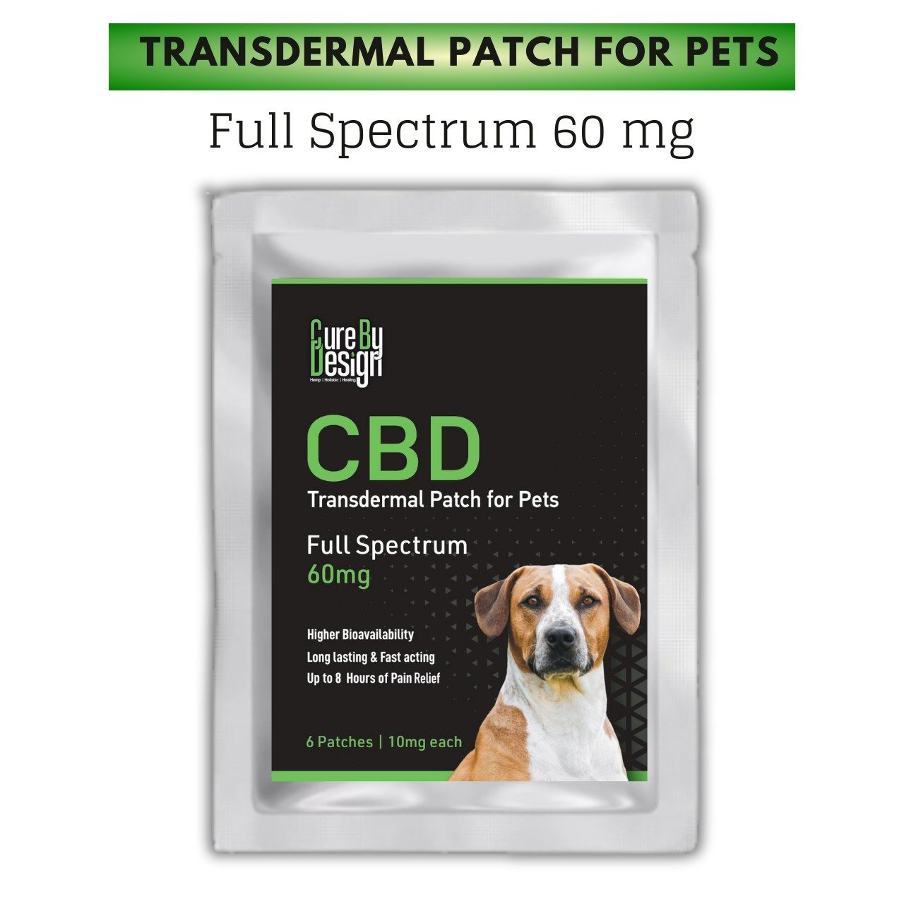 Cure By Design- CBD Transdermal Patch for Pets Full Spectrum 60mg