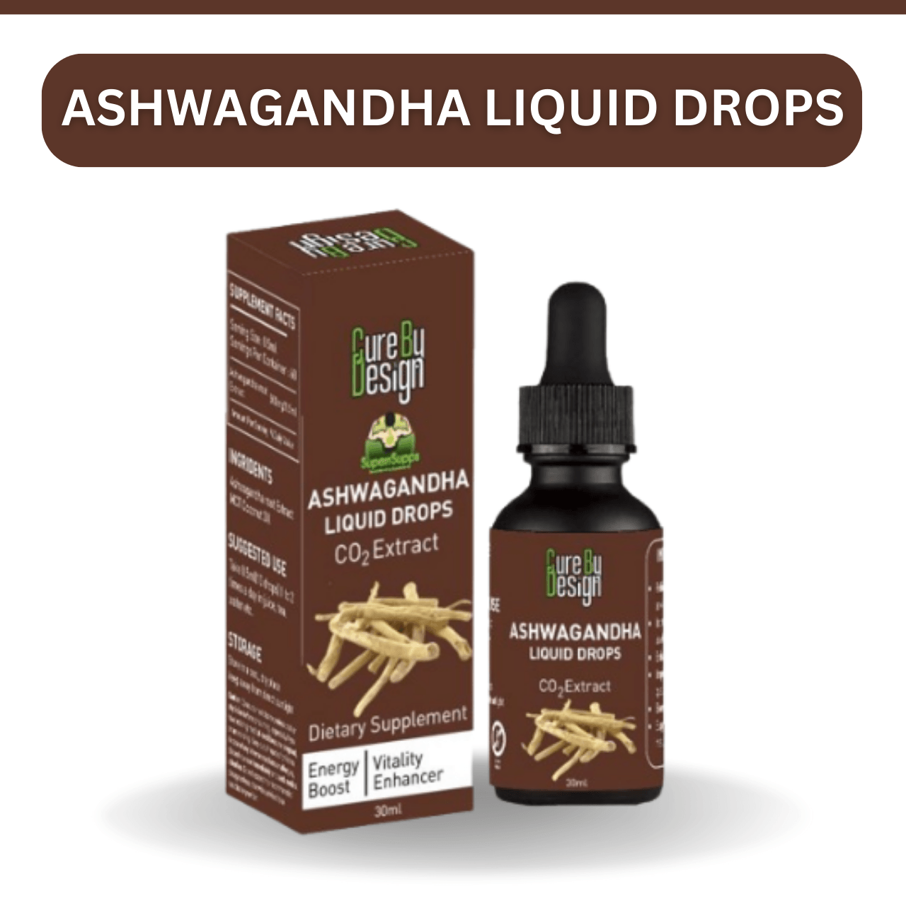 Cure By Design- Serenity in a Bottle – AshwagandhaAshwagandha BlendCure By Design - Ashwagandha Stress Relief | Boost Energy