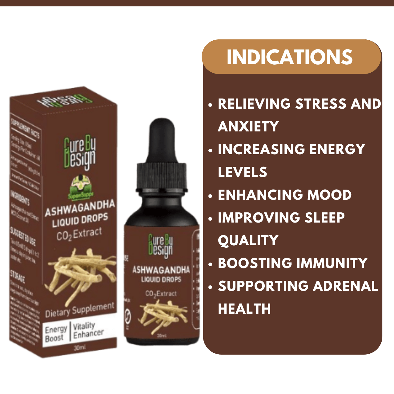 Cure By Design- Serenity in a Bottle – AshwagandhaAshwagandha BlendCure By Design - Ashwagandha Stress Relief | Boost Energy