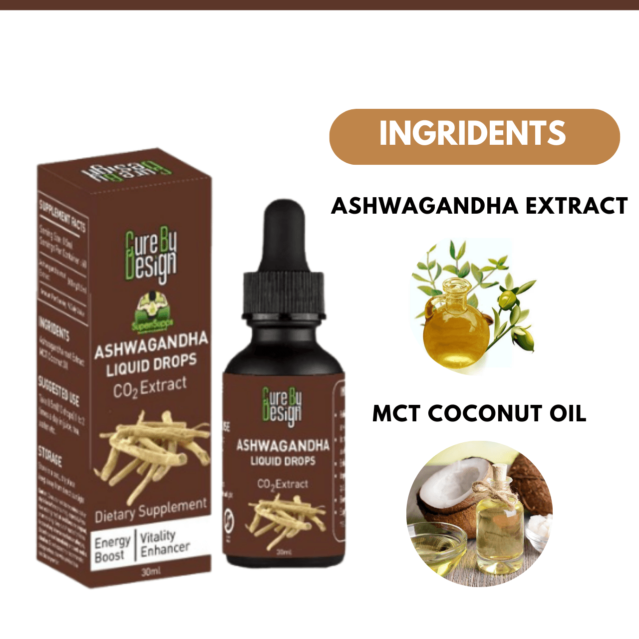 Cure By Design- Serenity in a Bottle – AshwagandhaAshwagandha BlendCure By Design - Ashwagandha Stress Relief | Boost Energy