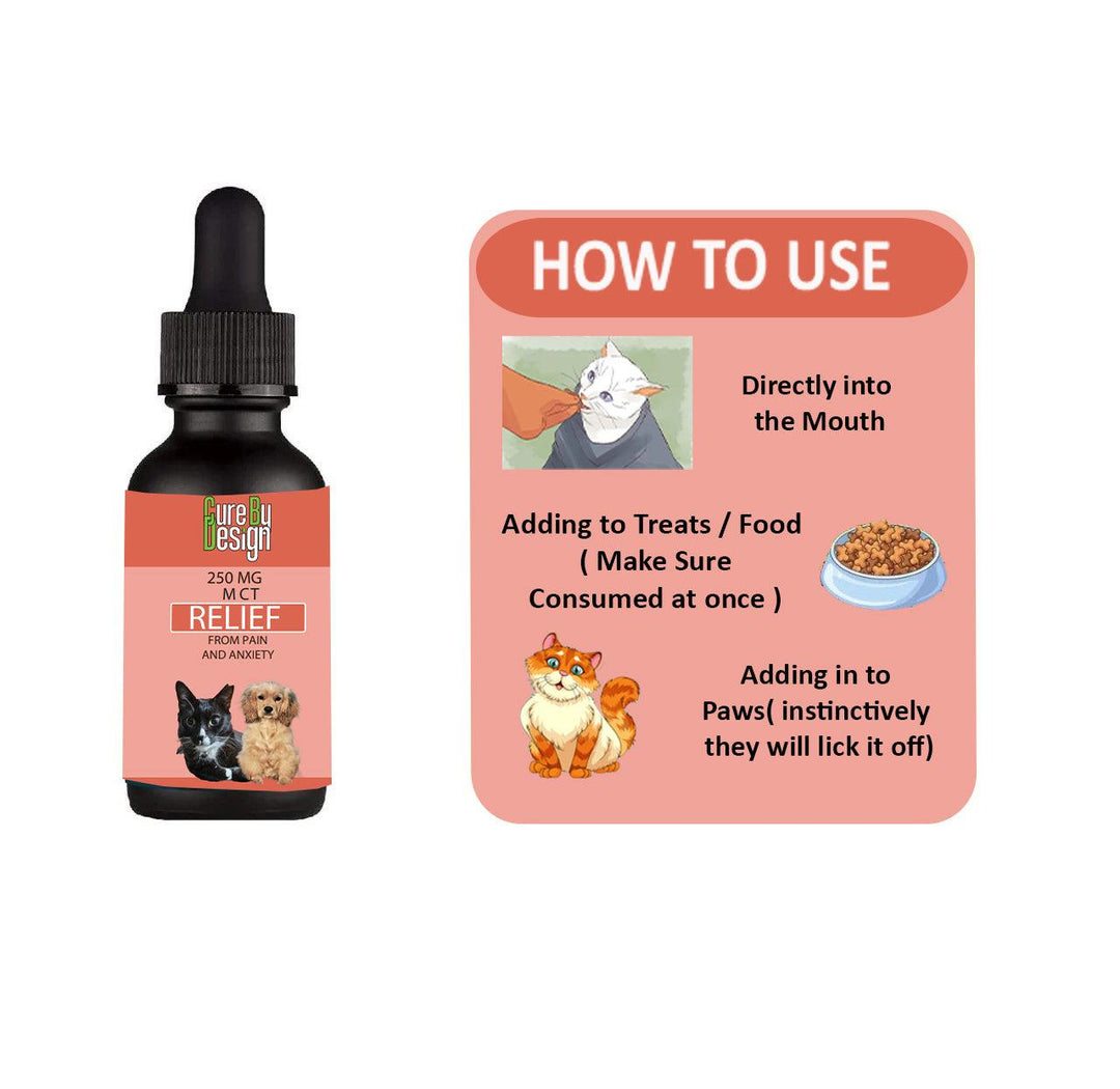 Cure By Design- Relief 250mg CBD for Small Animals (MCT)Pet CBD oilRelief CBD for Small Animals - Cure By Design | Quick Support