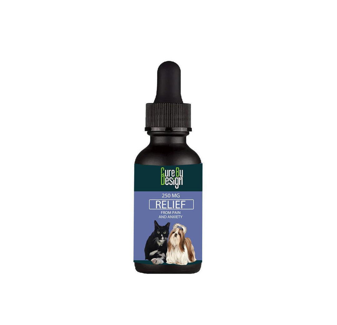 Cure By Design- Relief 250mg CBD for Small AnimalsPet CBD oilCure By Design Relief CBD for Pets | Pain & Stress Relief