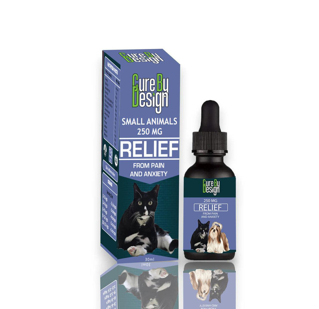 Cure By Design- Relief 250mg CBD for Small AnimalsPet CBD oilCure By Design Relief CBD for Pets | Pain & Stress Relief