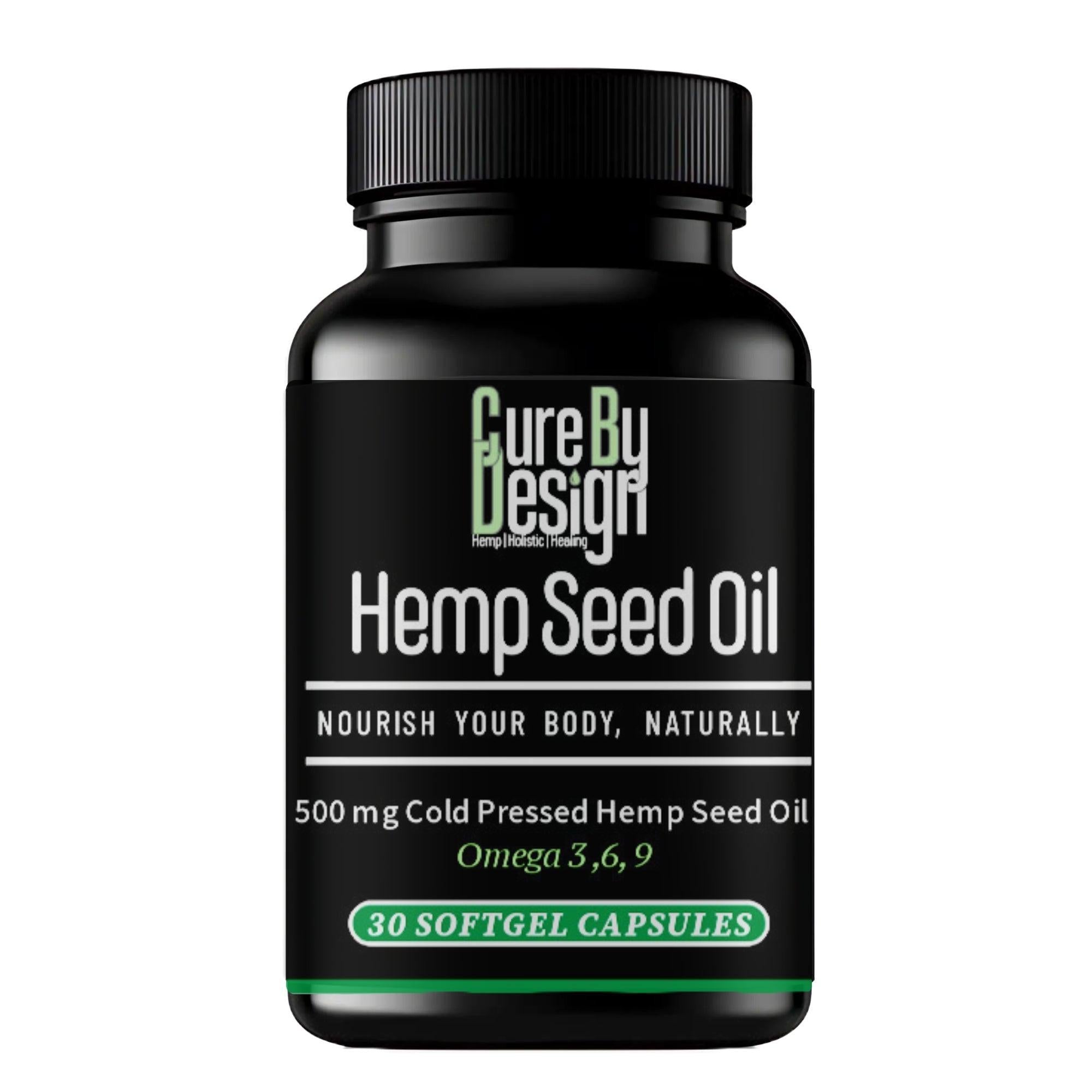 Cure By Design Hemp Seed Oil Softgel Capsule 500mg.