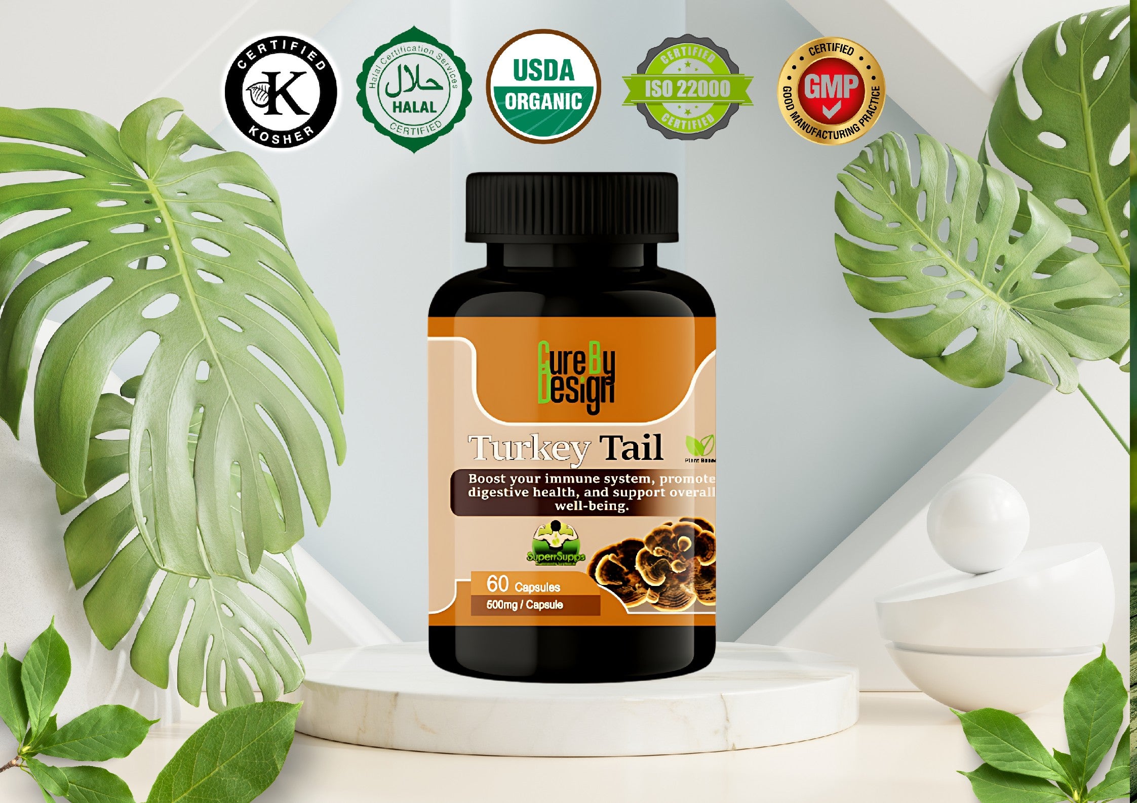 Cure by Design- Turkey Tail Capsules– Strengthen Immunity, Boost Health, & Fight Inflammation Naturally - CBD Store India