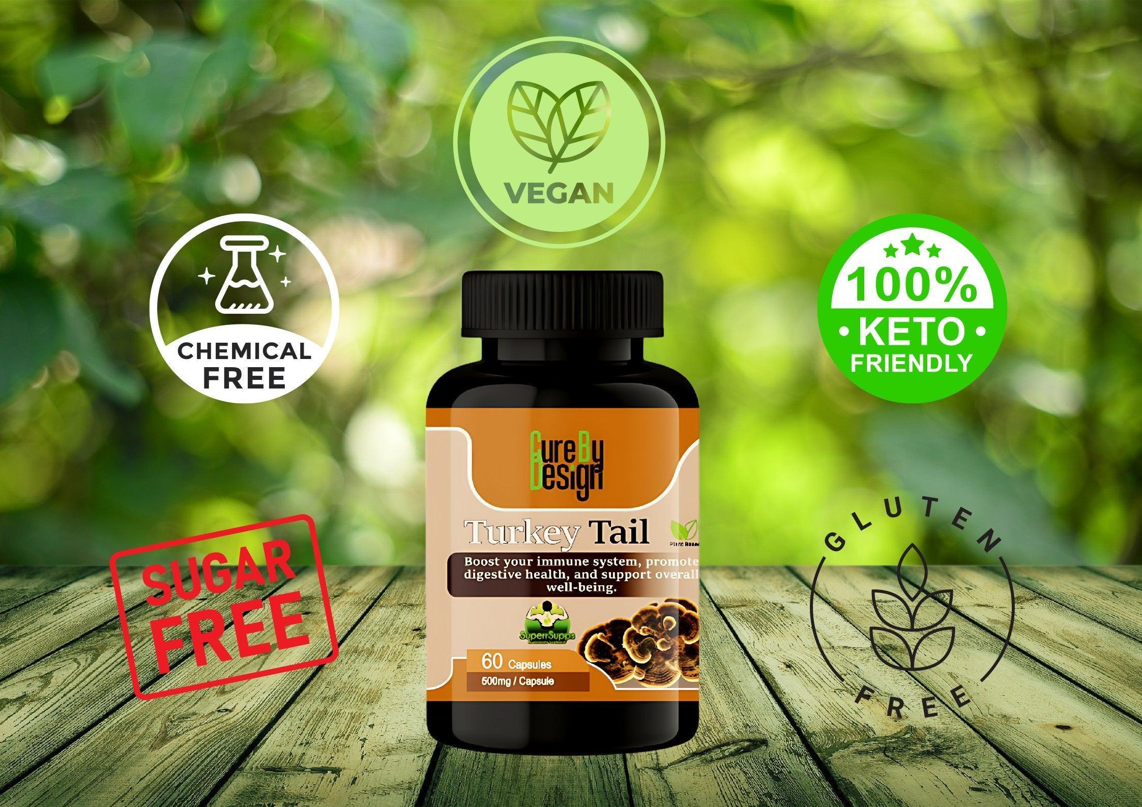Cure by Design- Turkey Tail Capsules– Strengthen Immunity, Boost Health, & Fight Inflammation Naturally.