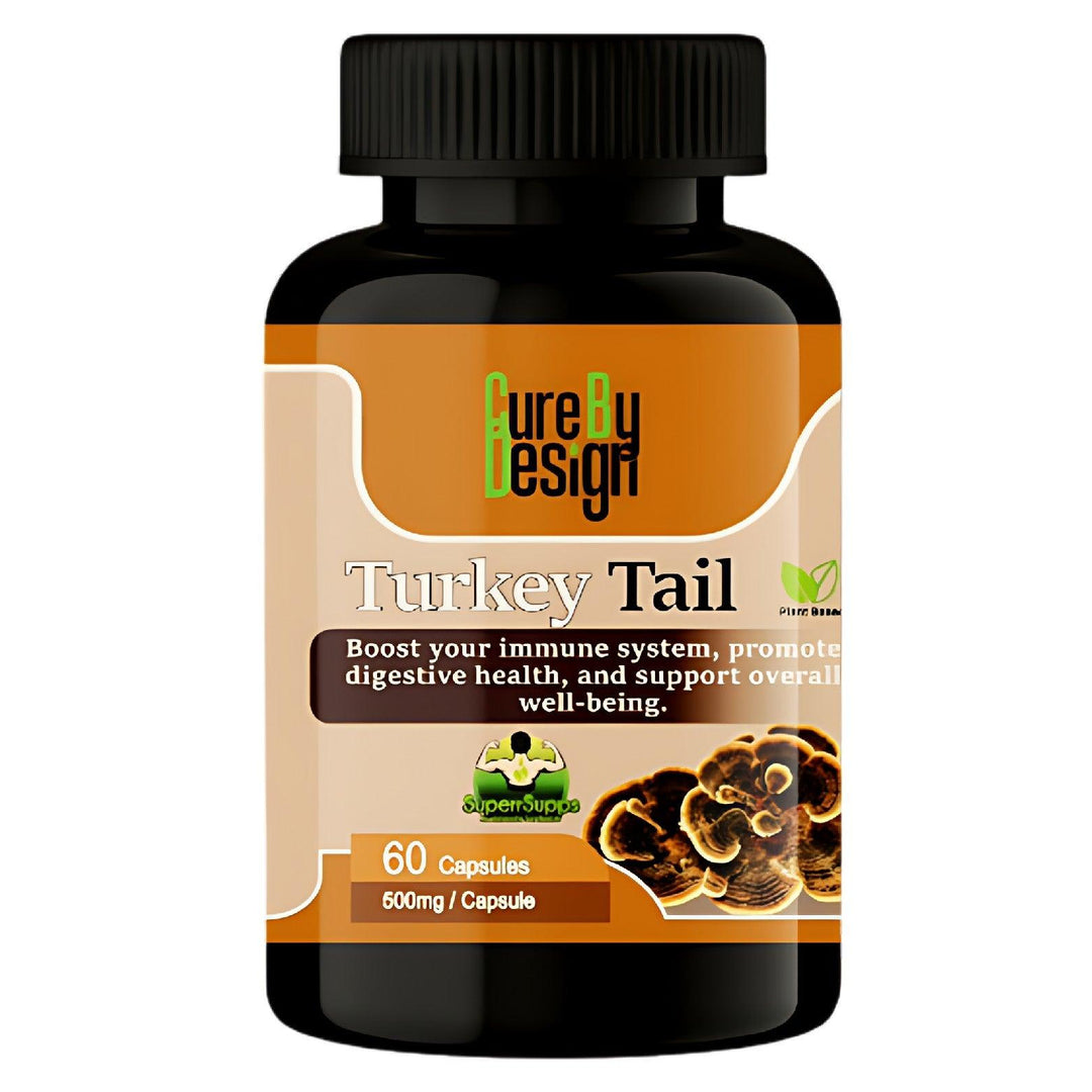 Cure by Design- Turkey Tail Capsules- Strengthen Immunity, Boost Health, & Fight Inflammation Naturallymushroom capsulesTurkey Tail Capsules - Immune Support | Cure By Design