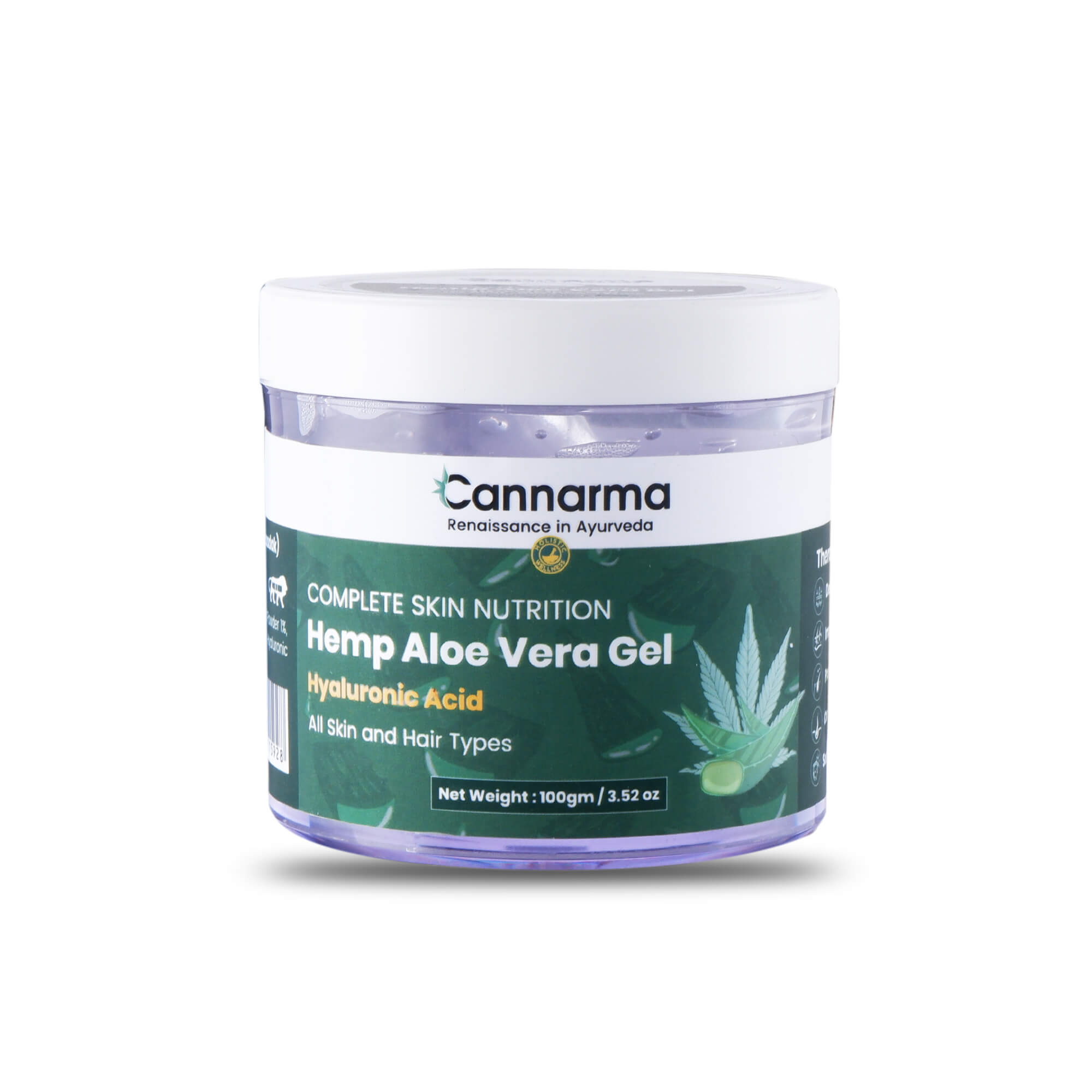 Cannarma Hemp Aloe Vera Gel | For Face, Hair, Skin Moisturizer | Hydrates and Soothes | With Vitamin E