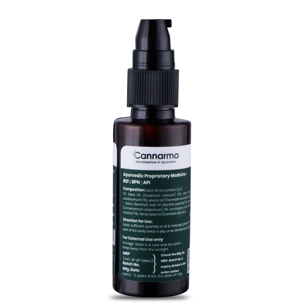 Cannarma Hemp Pain Relief Massage oil | Muscle Pain, Joint Pain, Knee Pain, Back Pain - 50 mlBody Massage OilCannarma Hemp Oil for Effective Pain Relief | Fast & Natural